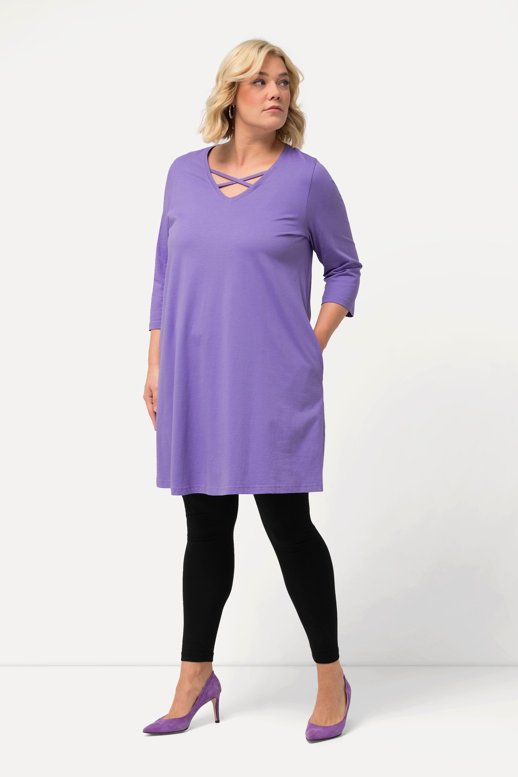 Ulla Popken Longshirt Longshirt Zierbänder A-Linie günstig online kaufen