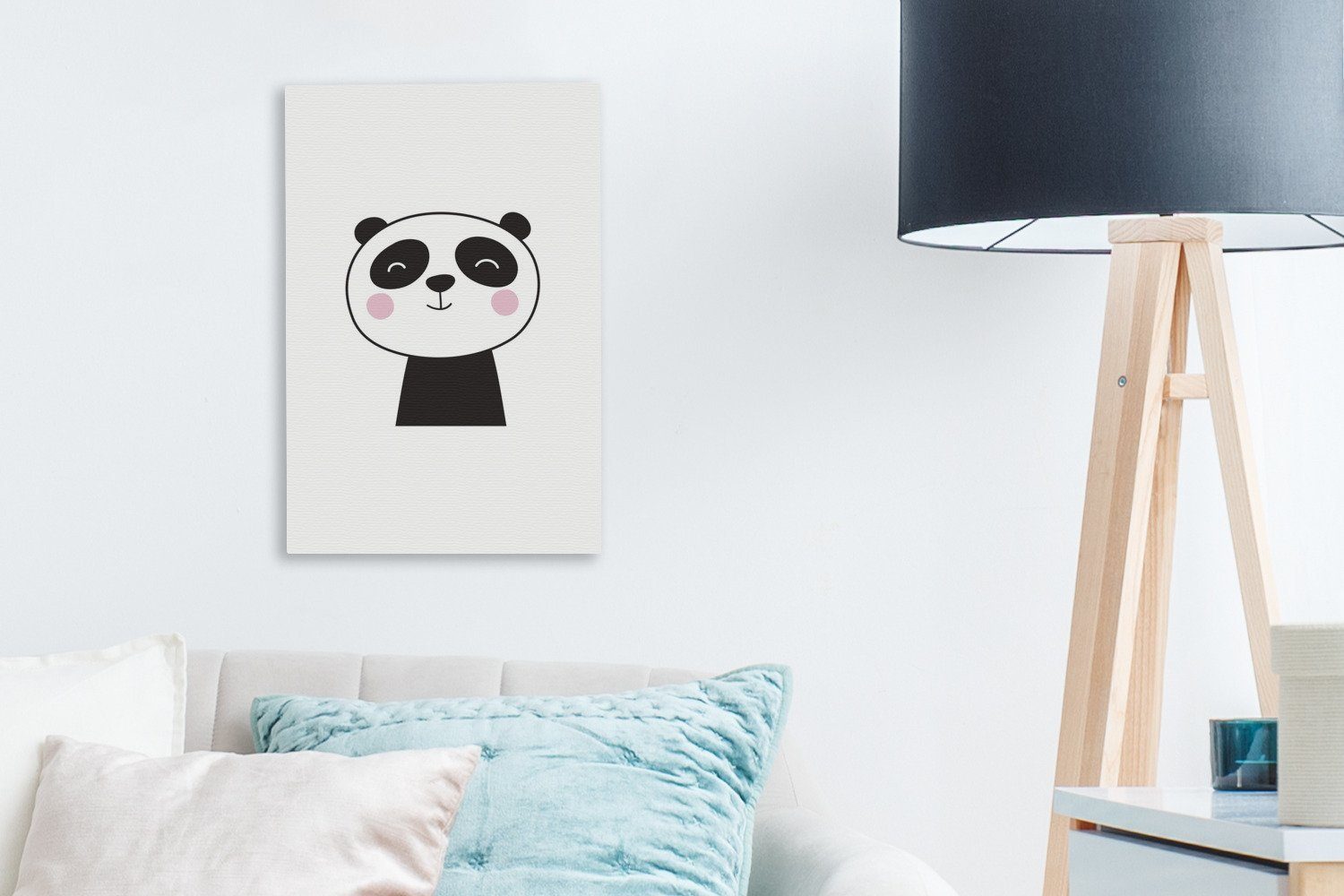 OneMillionCanvasses® Gemälde, bespannt Zackenaufhänger, (1 Illustration cm Kinderzimmer Leinwandbild fertig Kinder, inkl. St), 20x30 - Panda Leinwandbild - -