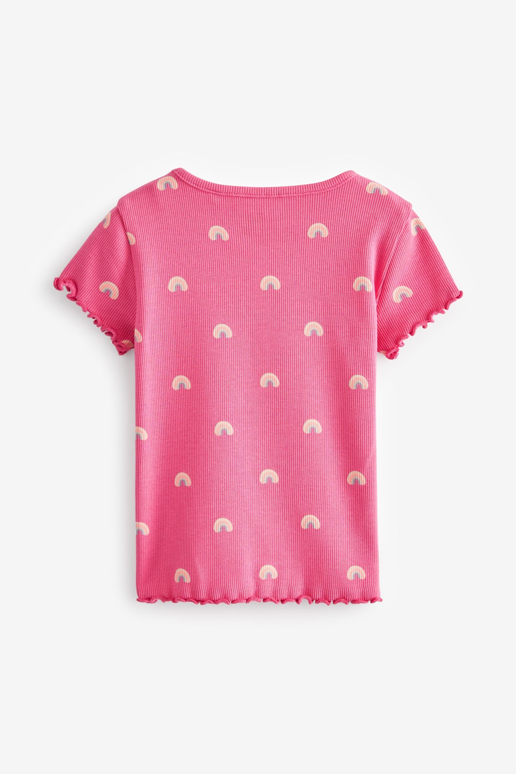 Next T-Shirt Geripptes Rainbow (1-tlg) Pink Kurzarm-T-Shirt
