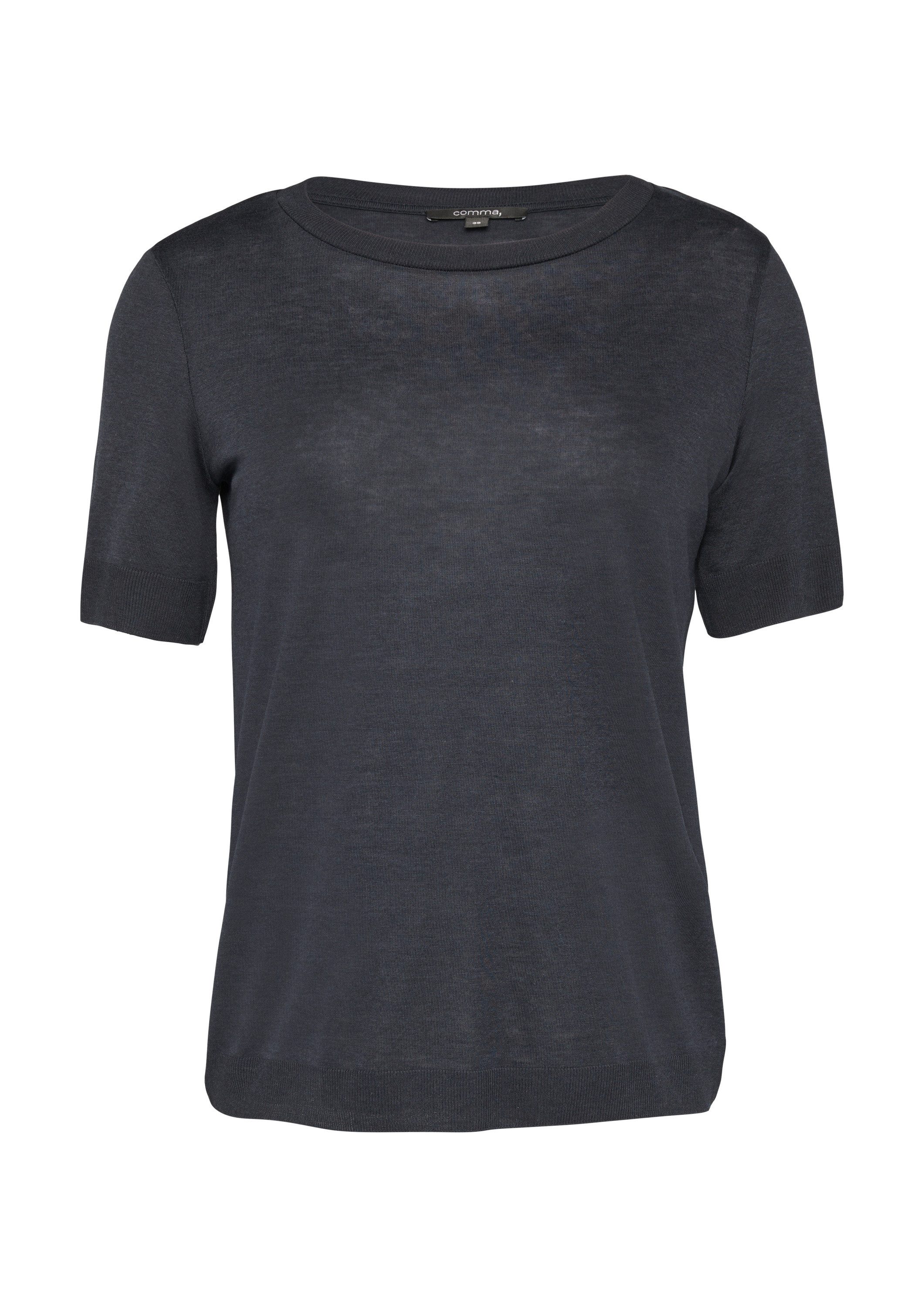 comma Kurzarmshirt T-Shirt T-Shirt aus Strickjersey mit Rippdetails günstig online kaufen