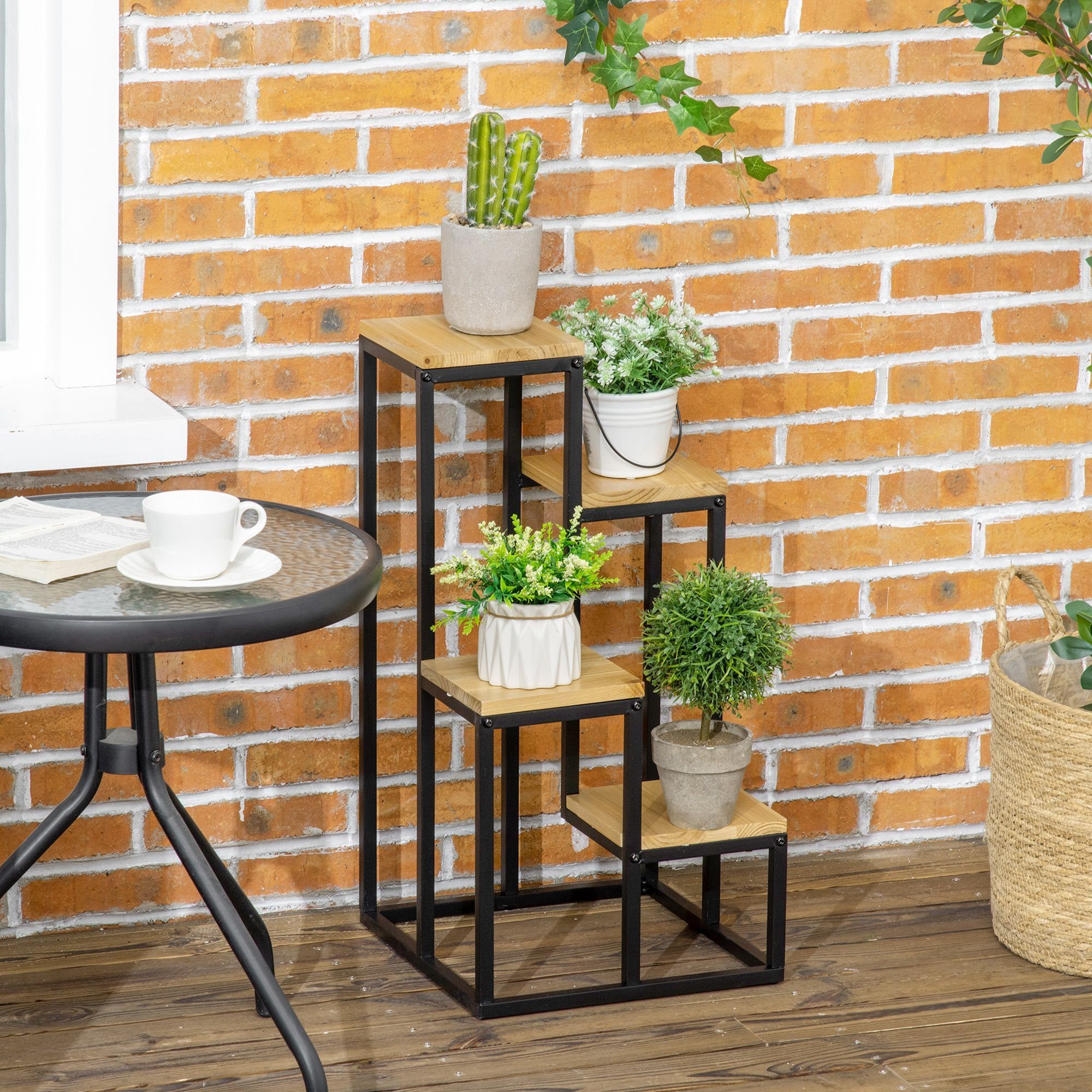 Outsunny Pflanzentreppe Pflanzenständer im Industrie Design, günstig online kaufen