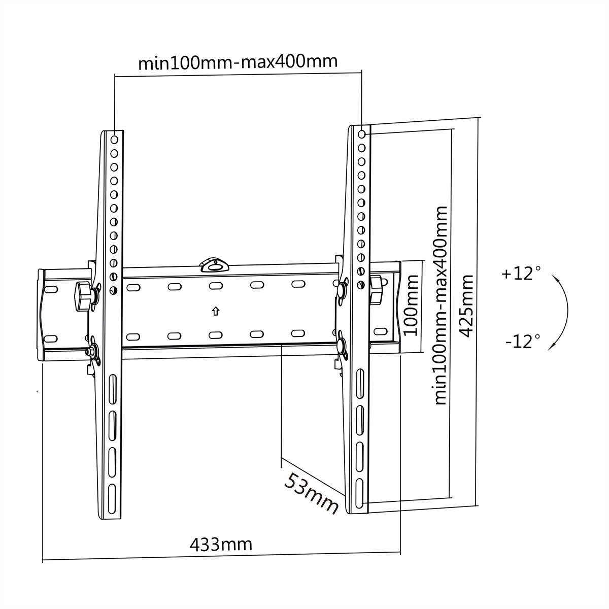 VALUE TV-Wandhalterung TV-Wandhalterung, neigbar, (bis 55 Zoll, 32-55 Zoll, bis 40 kg) – Bild 2 von 5