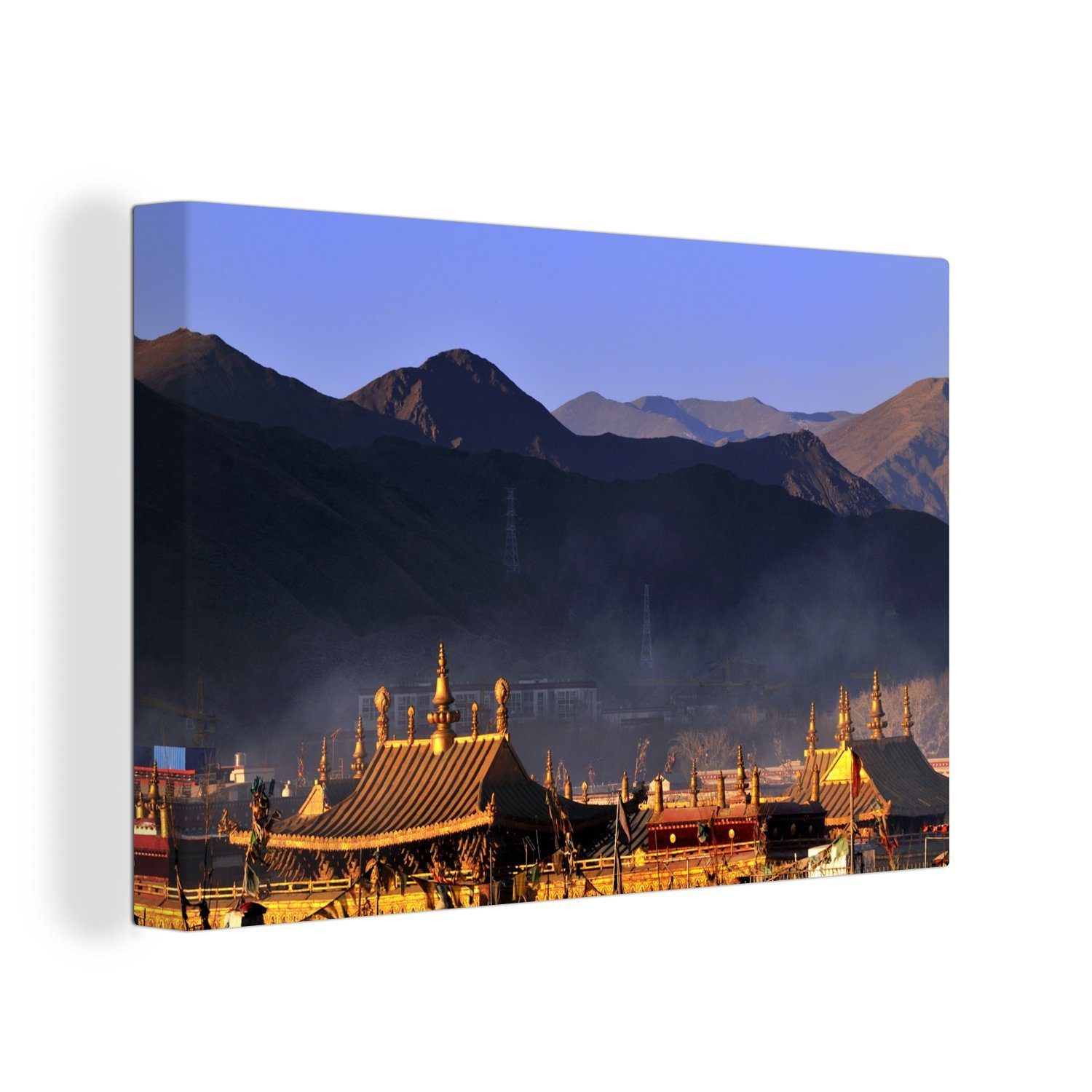 OneMillionCanvasses® Leinwandbild Der Jokhang-Tempel mit St), cm Lhasa Wanddeko, Bergen (1 Leinwandbilder, 30x20 Aufhängefertig, Hintergrund Tibet, im Wandbild