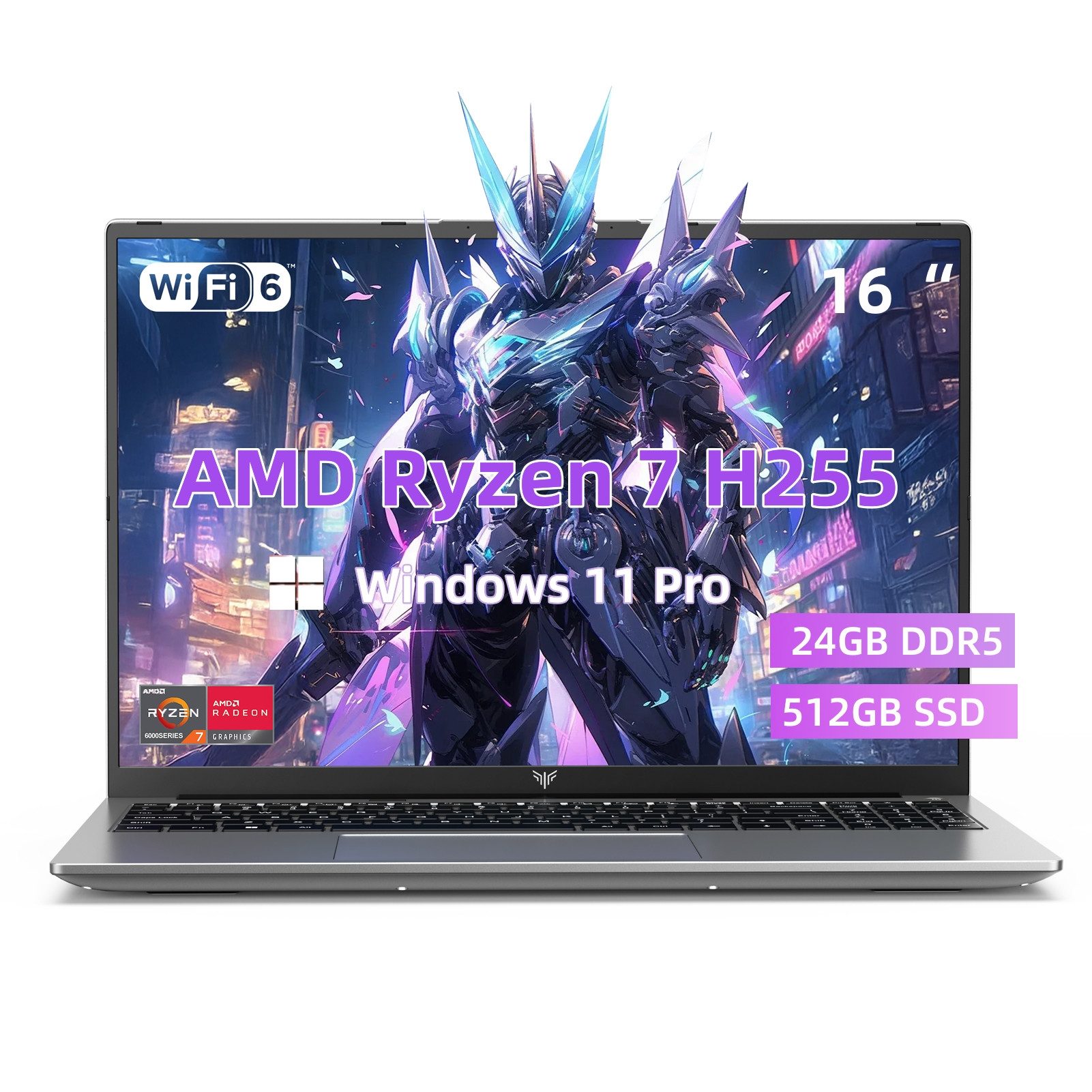 ACEMAGIC 16 Zoll AMD Ryzen 7 H255,24GB DDR5 RAM, 512GB SSD, Windows 11 pro Notebook (AMD Ryzen7 Ryzen™ 7 H255, AMD Radeon™ 780M, 24 GB, 512 GB SSD, Hintergrundbeleuchtung,Ziffernblock, AMD Radeon 780M,WIFI6)
