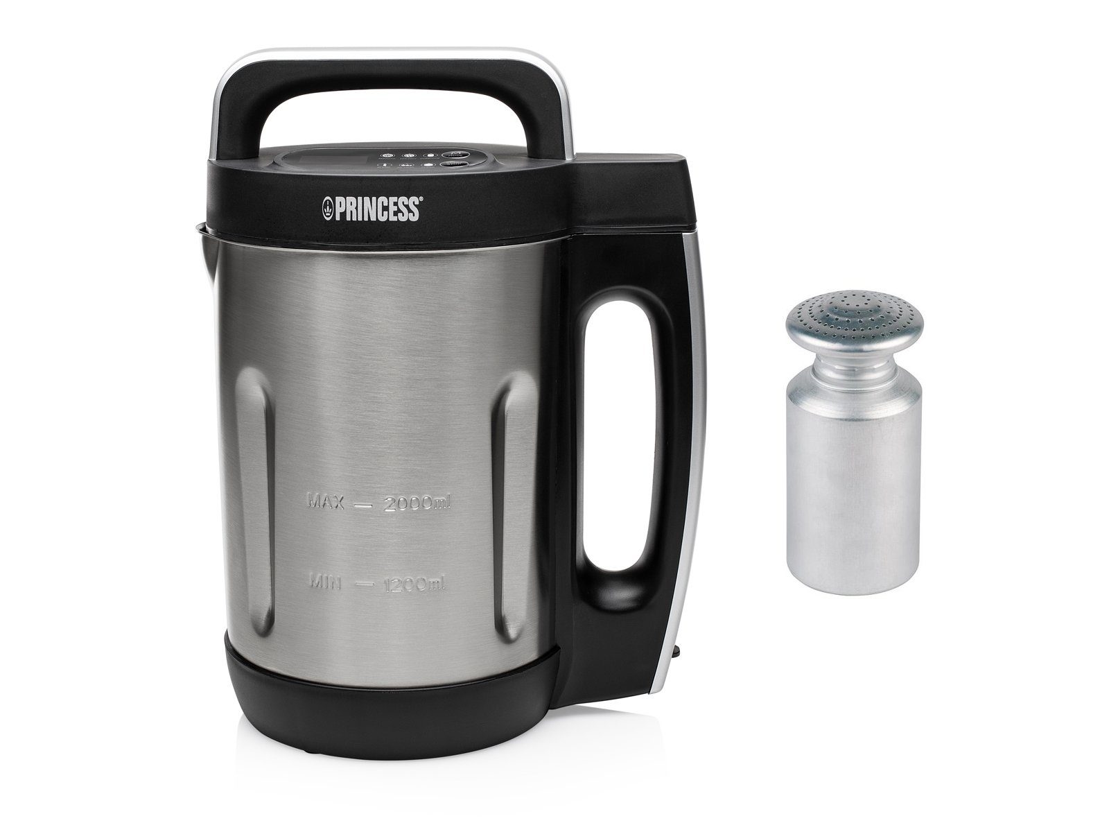 PRINCESS Multikocher, 1000 W, 2L Digitaler Suppenkocher Міксер Smoothiemaker Thermokocher Salzstreuer