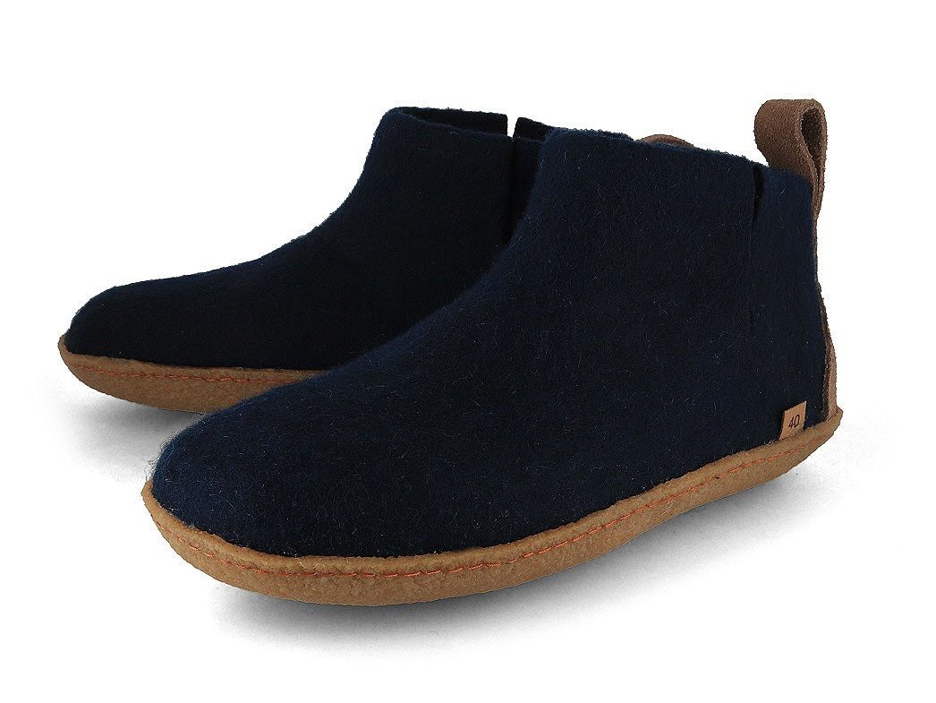WoolFit Yeti Barfußhausschuhe mit Naturgummisohle Hausschuh mit Footprint Fußbett