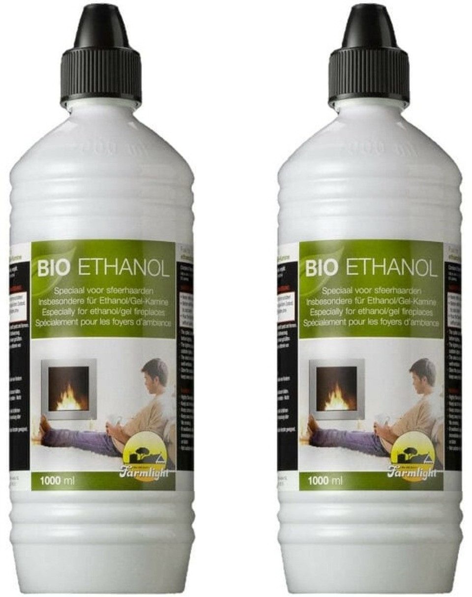 HEKERS Bioethanol Farmlight Bioethanol 2 L – Sauberes Brennvergnügen ohne Ruß oder Rauch, 2 l