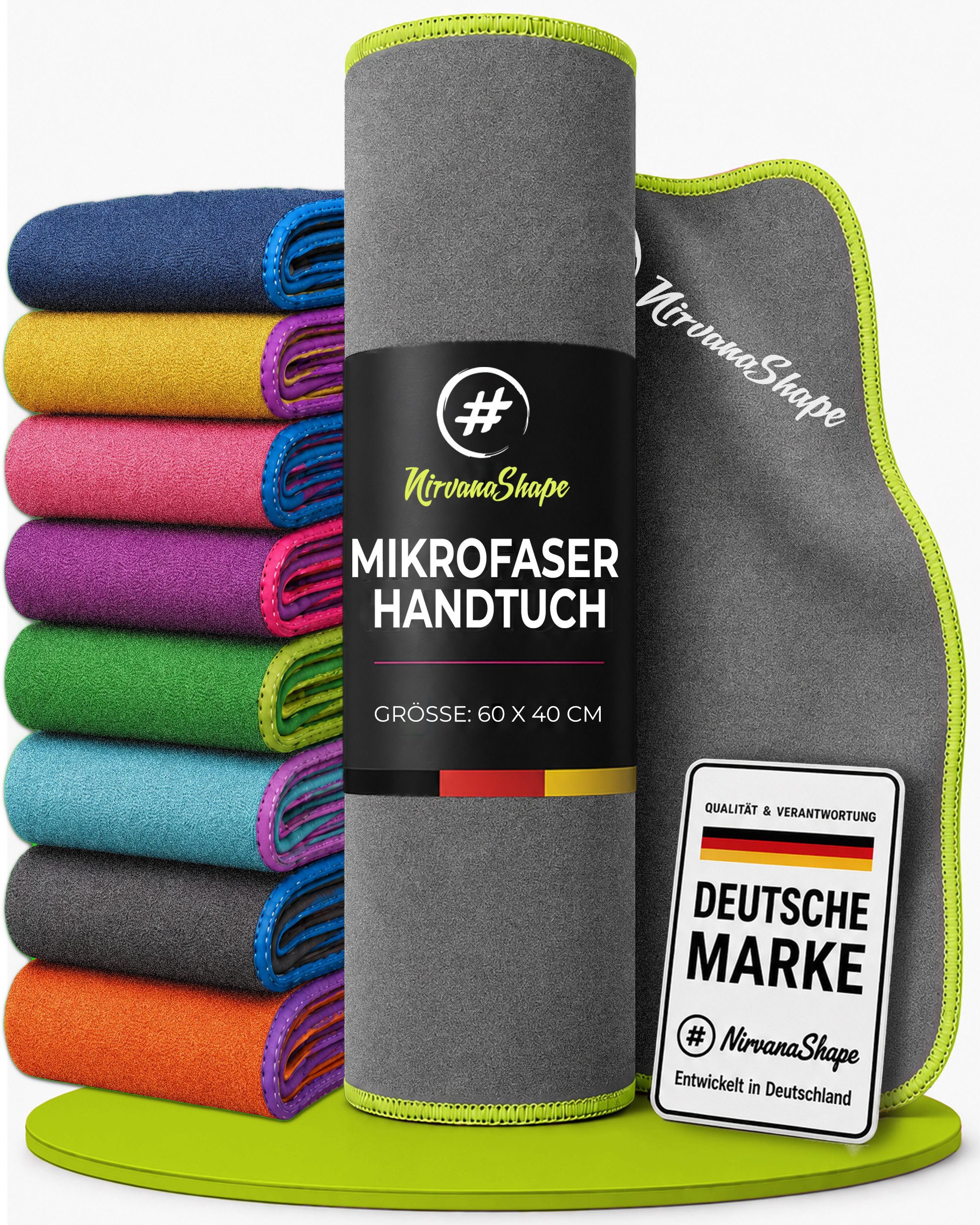 NirvanaShape Sporthandtuch Mikrofaser Handtuch, Microfaser Handtücher als Reisehandtuch, saugfähig, leicht, schnelltrocknend, für Reisen, Fitness, Yoga, Sauna