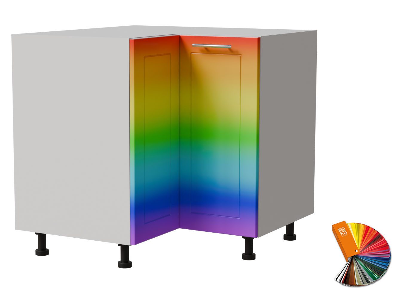 Feldmann-Wohnen Eckschrank Bari (D12/90, 2-türig, ohne Einlegeboden, 1-St., moderne Kassettenoptik, lackierte Fronten, Stellmaß 90x90cm) weiß / RAL Wunschfarbe matt (K5)