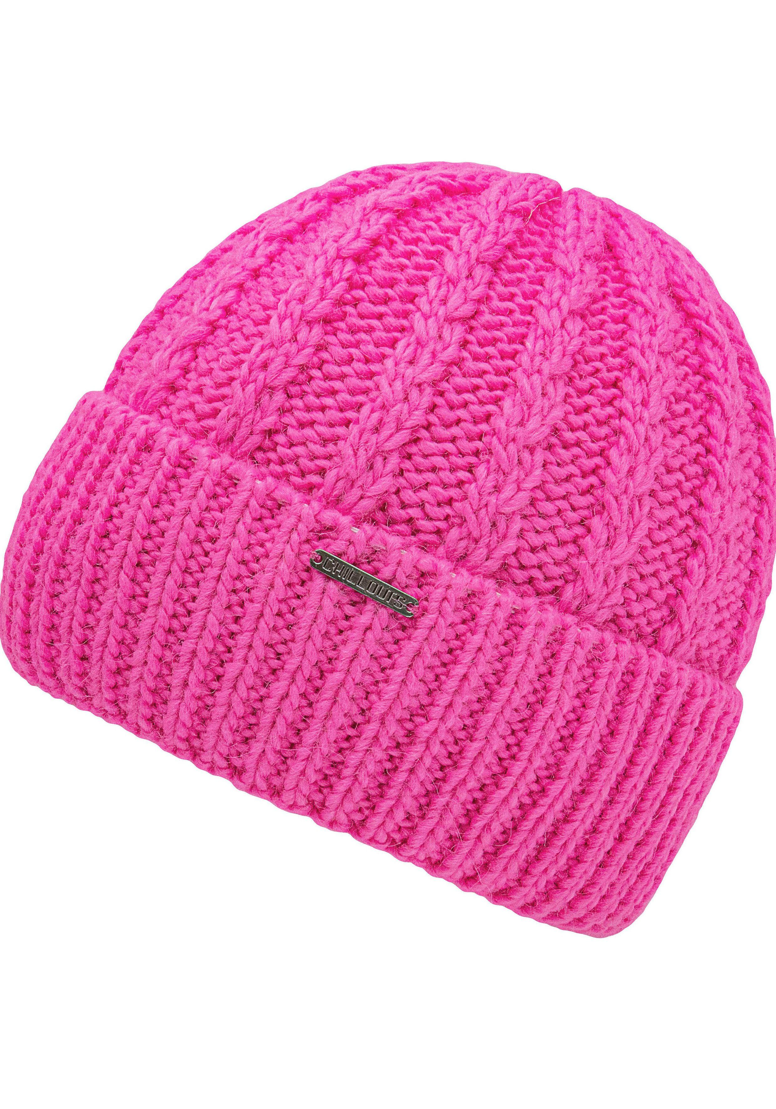 chillouts Strickmütze Nayla Hat Mit Zopfmuster pink