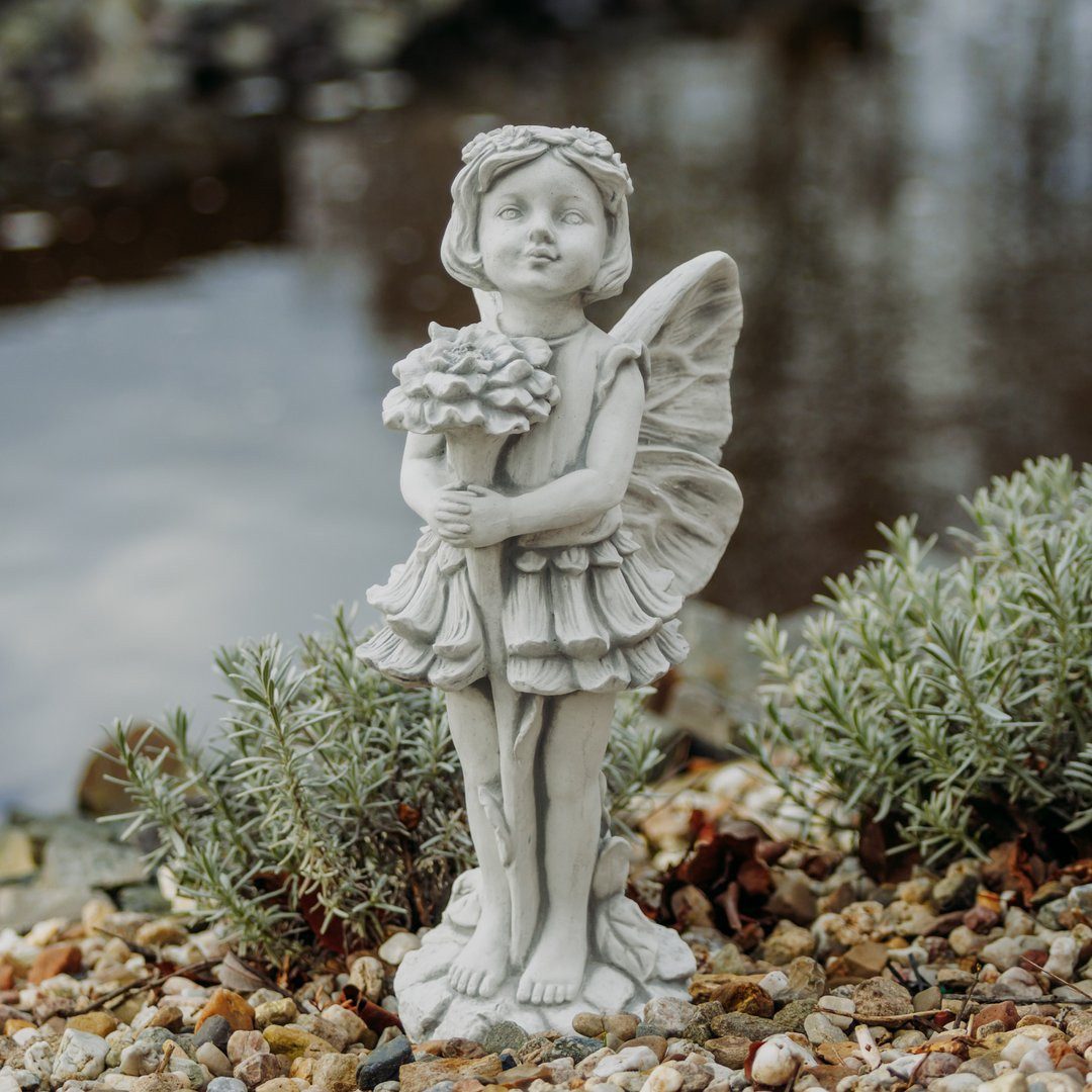 gartendekoparadies.de Gartenfigur Bezaubernde Elfe mit Blume, Steinfigur, H. 50 cm, 10 kg, Frostsicher