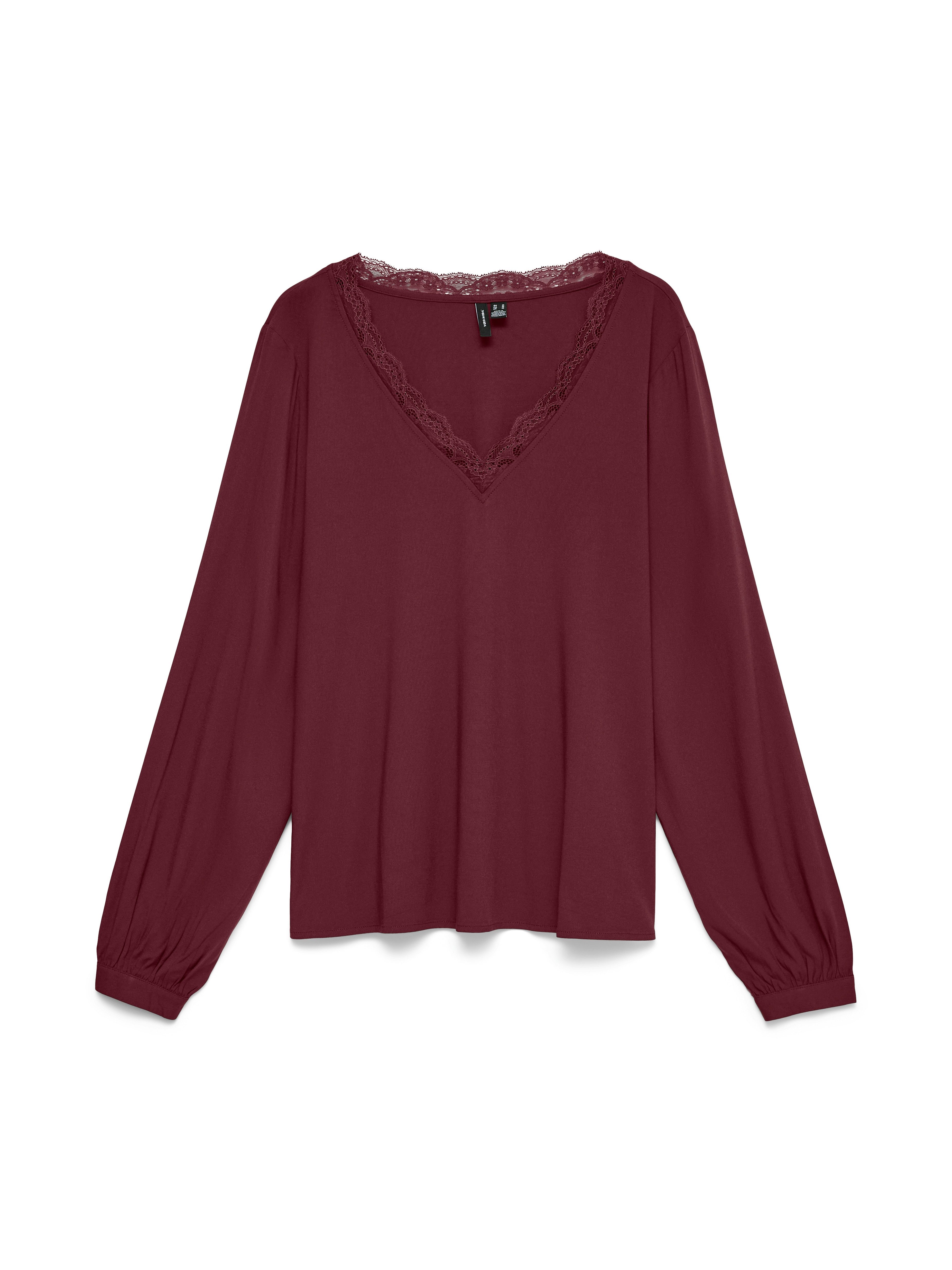 Vero Moda Shirtbluse VMBELLA LS LACE TOP WVN Viskosemischung, loose fit, Spitze