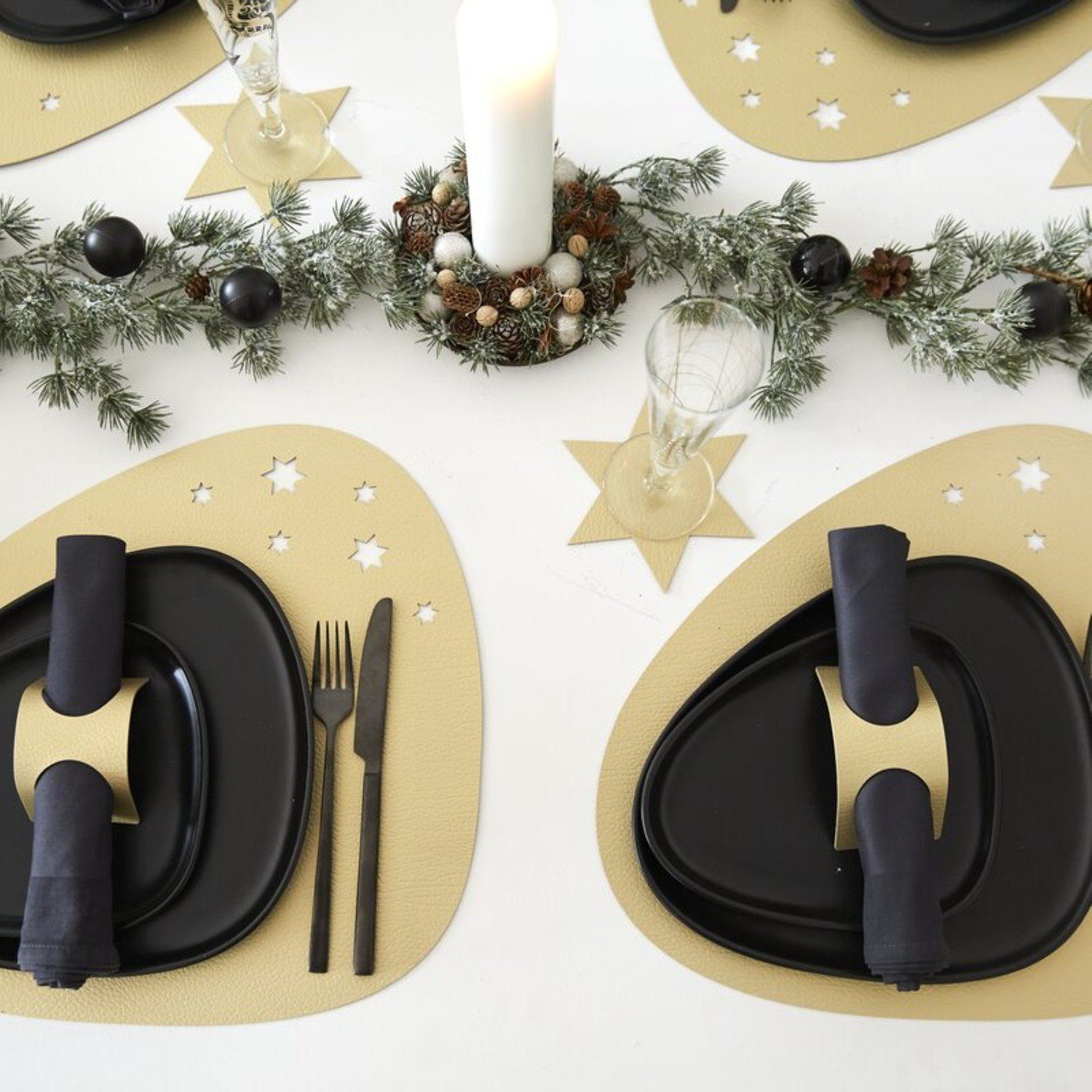 LIND DNA Platzset Lind DNA Tischset Curve Star L Hippo gold 37x44cm günstig online kaufen