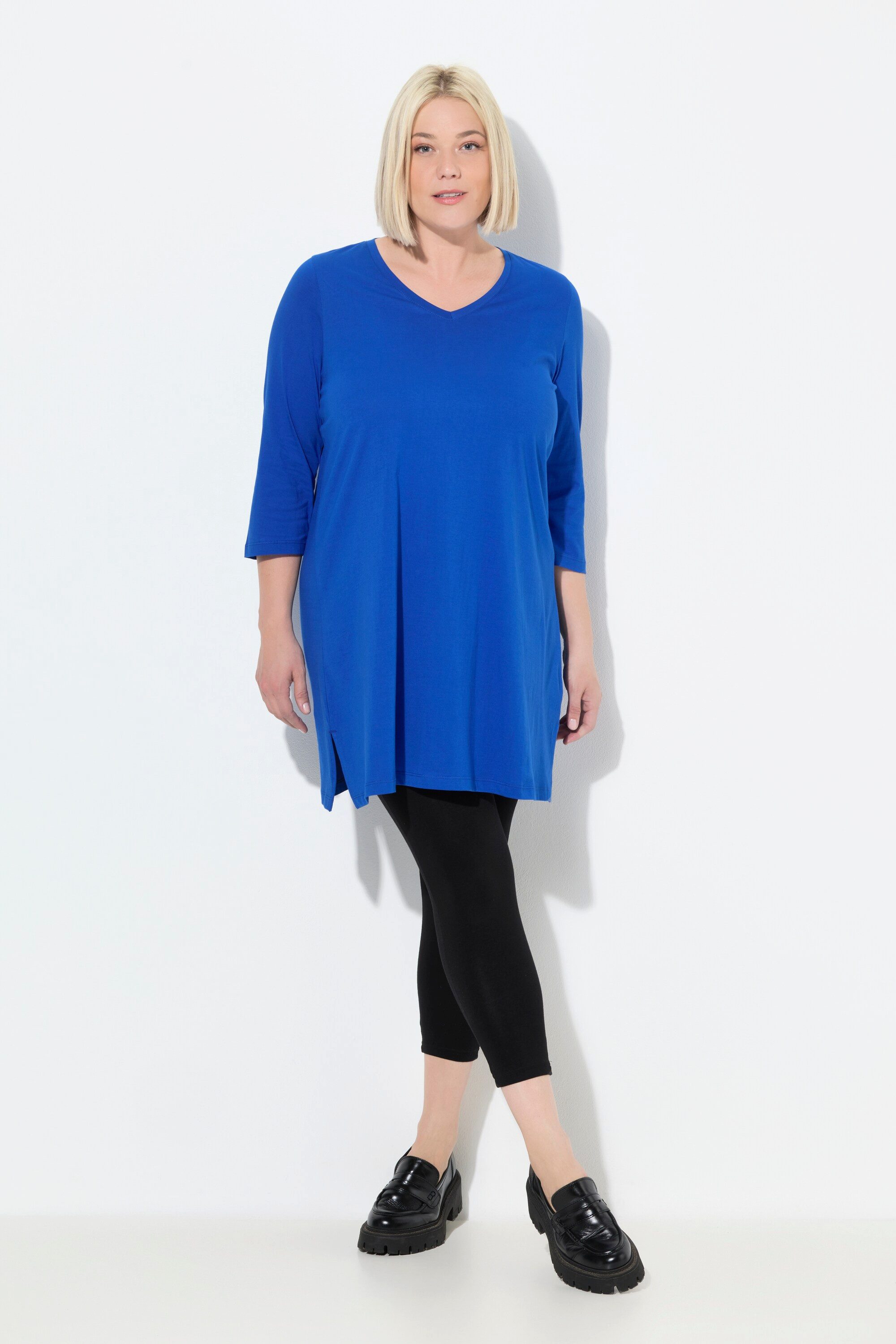 Ulla Popken Longshirt Longshirt A-Linie V-Ausschnitt günstig online kaufen