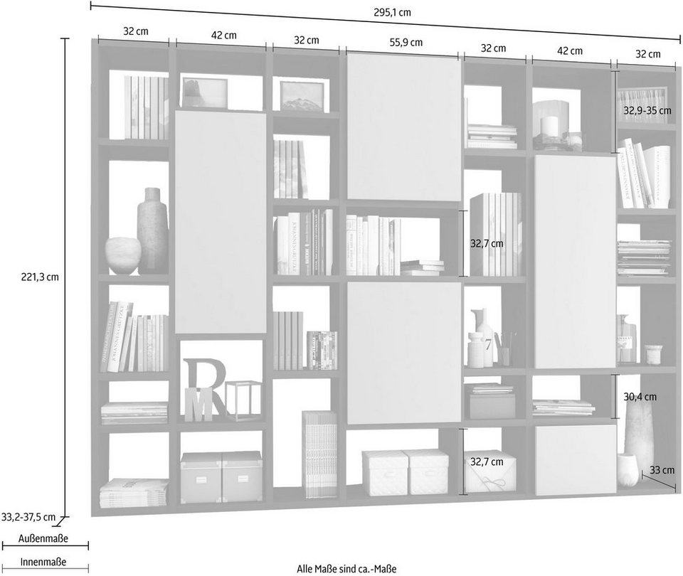 fif möbel Raumteilerregal TORO 520-3, Breite 295 cm