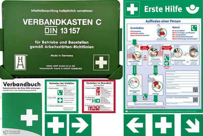 WM-Teamsport Erste-Hilfe-Koffer Betriebsverbandkasten DIN 13157 + BG Info-Komplettpaket + Verbandbuch