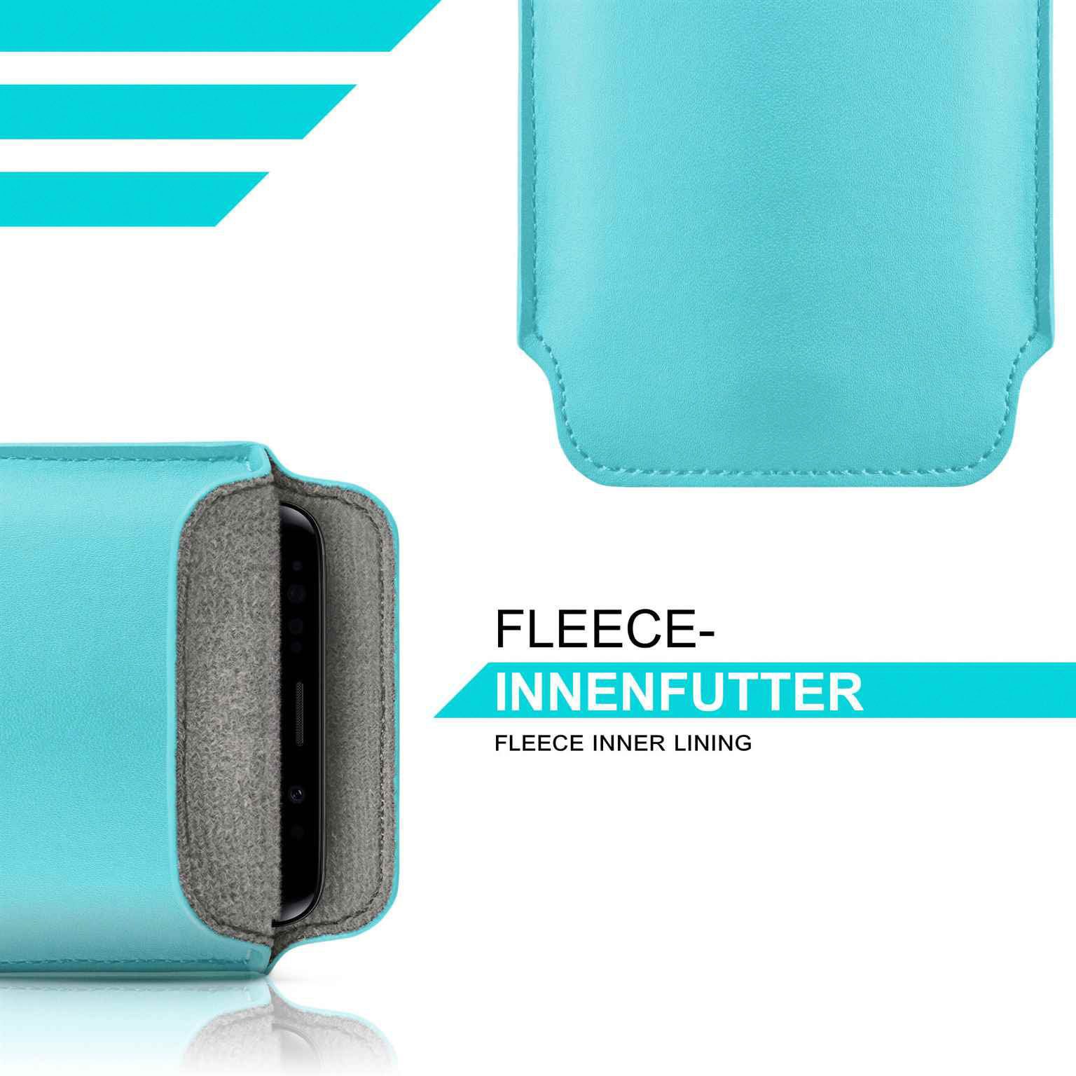 moex Handyhülle für Sony Xperia 10 V Hülle Leder Optik Pull Case Türkis 6,1 Zoll, Holster Handytasche Schutzhülle Sleeve Hülle Etui 360 Grad Schutz Dünn