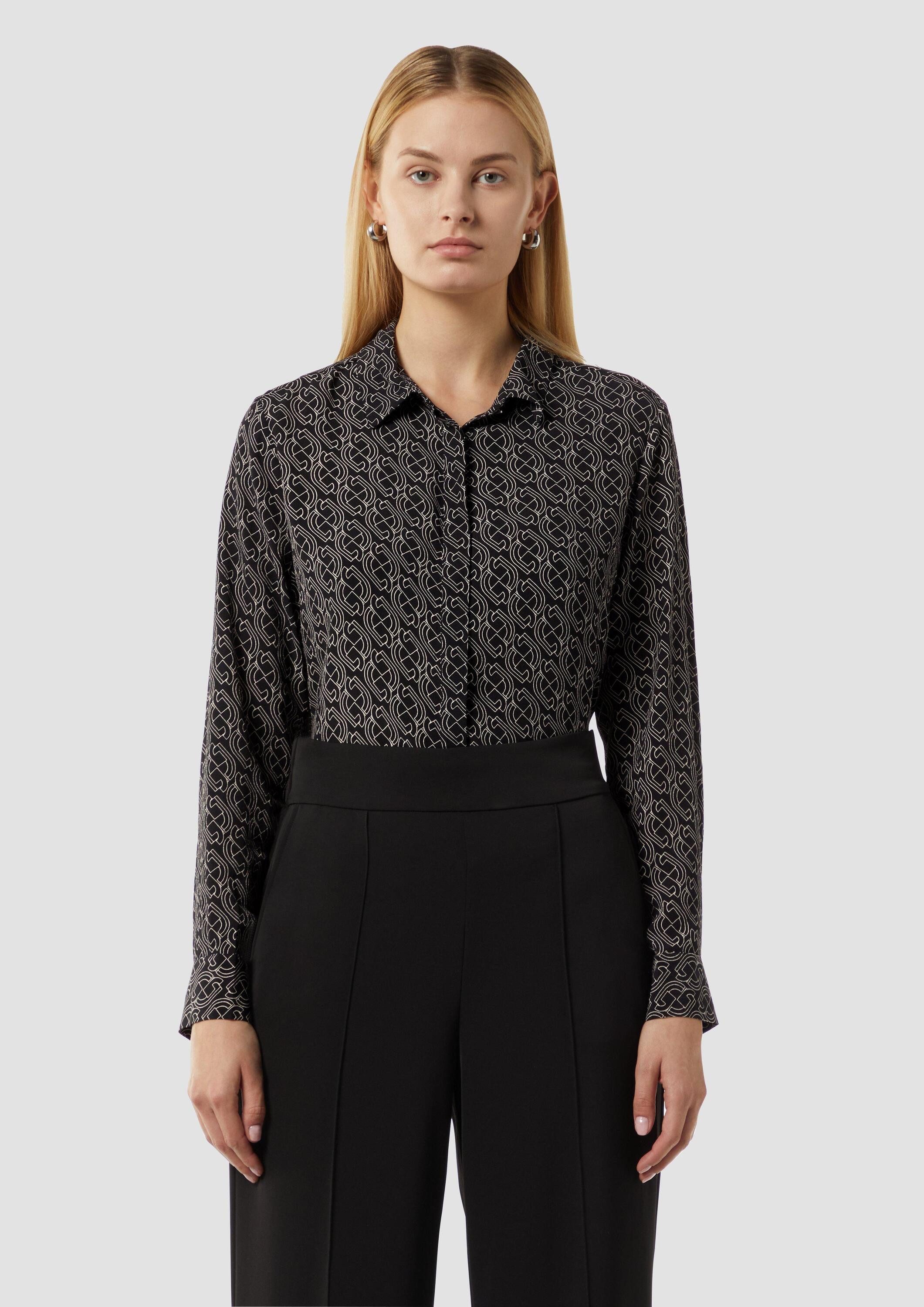 comma Langarmbluse Bluse Viskose-Bluse mit All-over-Print