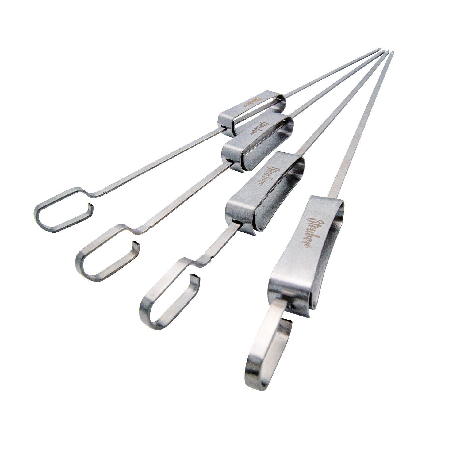 Steuber Grillspieß 4er Set Grillspieße 40 cm Schaschlikspieße mit Schieber (4er Set Grillspieße)