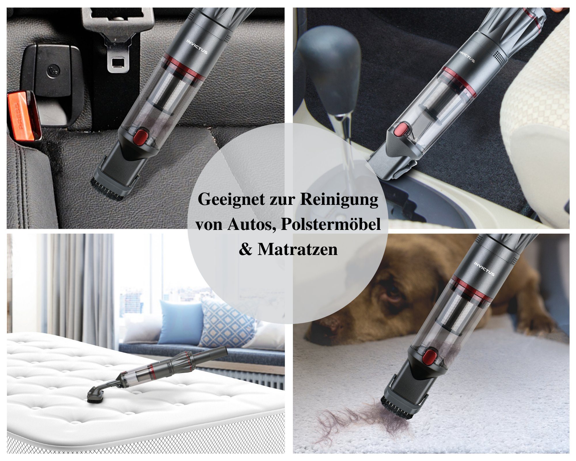 Genius Akku-Handstaubsauger Invictus One 1.0, 90,00 W, beutellos, 11-tlg Handsauger beutellos & kabellos