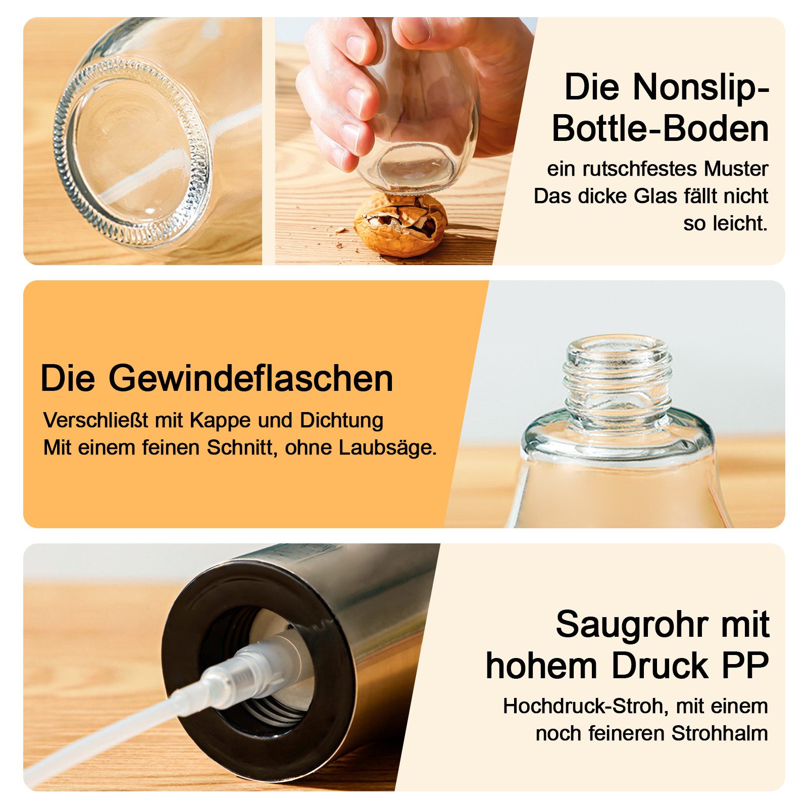 Fine Life Pro Sprühflasche Olivenöl Sprühflasche Glas 200ml Sprühflasche Für Öl Essig, (zum Einstellen des Prozentsatzes der beiden Ölmengen), Und Sojasauce Dic – Bild 4 von 5