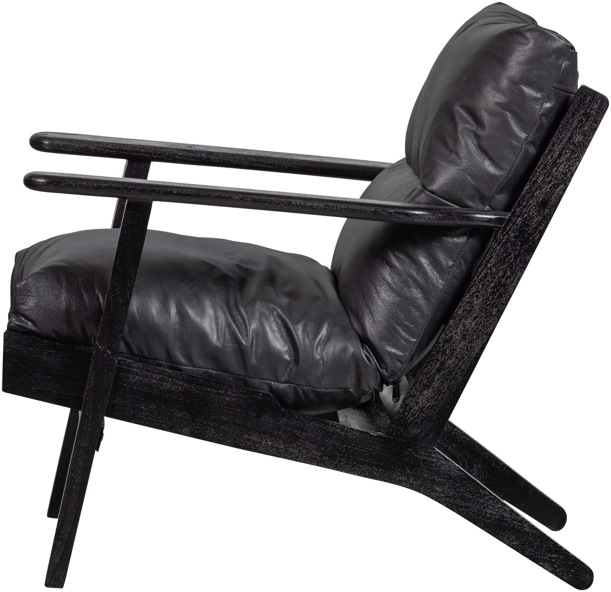 WOOOD Sessel Houston Akazienholz-Rahmen mit Bezug, H 86 x B 71 x T 71 cm, Echtem Lederbezug, Tragkraft 150 kg, imprägniertem Schutz pfleigleicht – Bild 4 von 5