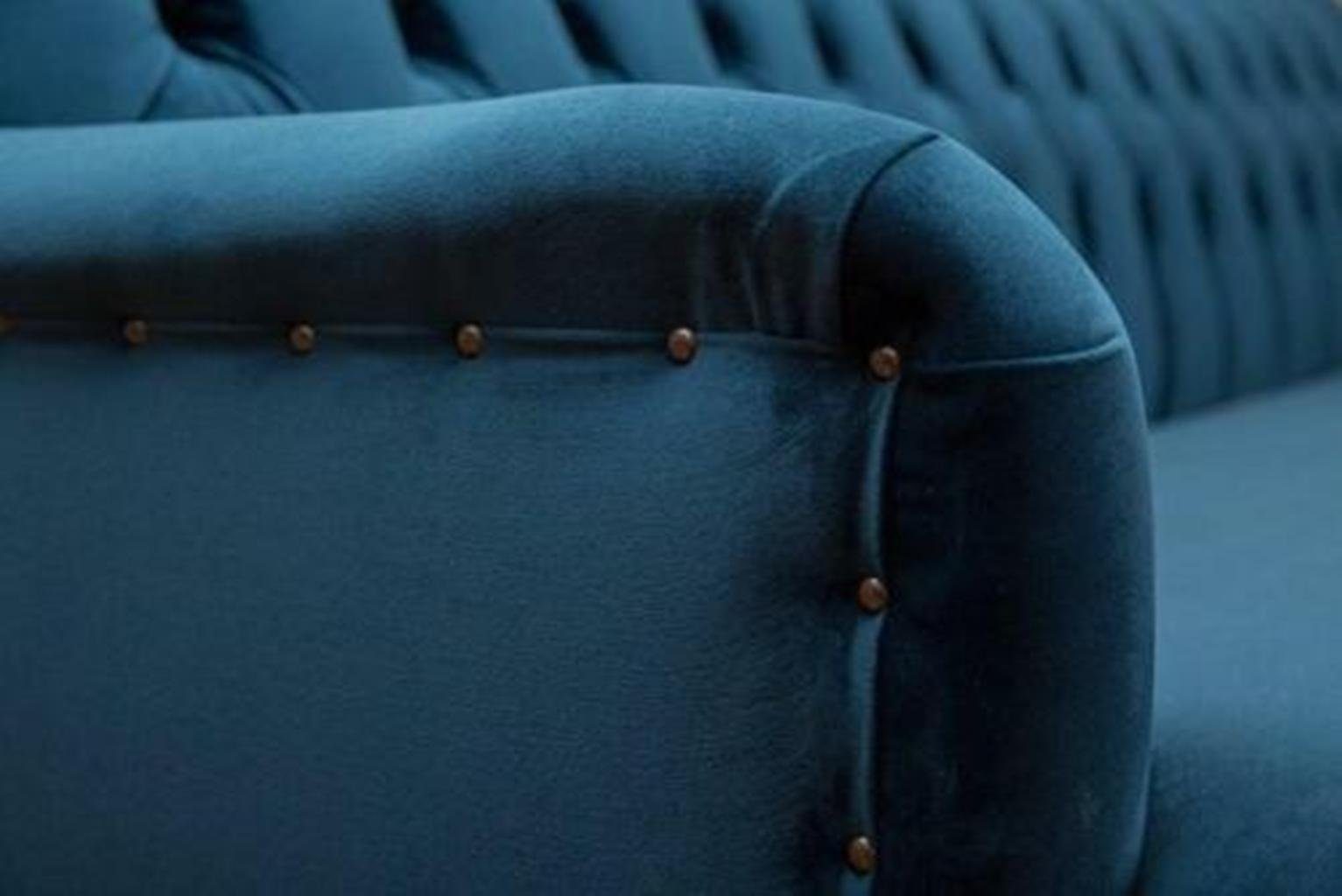 Sitzer Big Couch 4 XXL Couchen Textil Chesterfield Blaue Sofa Chesterfield-Sofa, JVmoebel