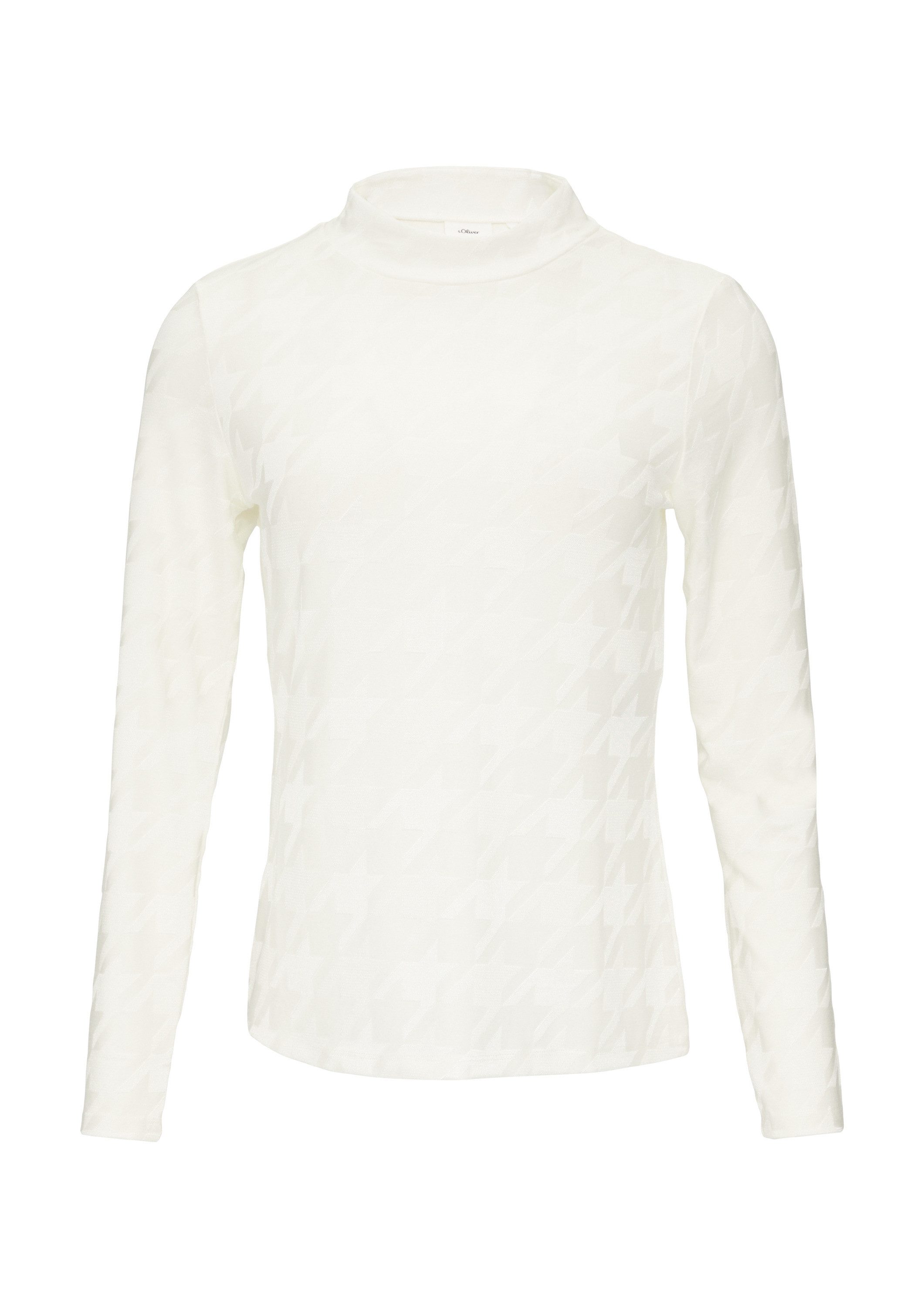 s.Oliver Langarmshirt T-Shirt T-Shirt mit Hahnentrittmuster günstig online kaufen