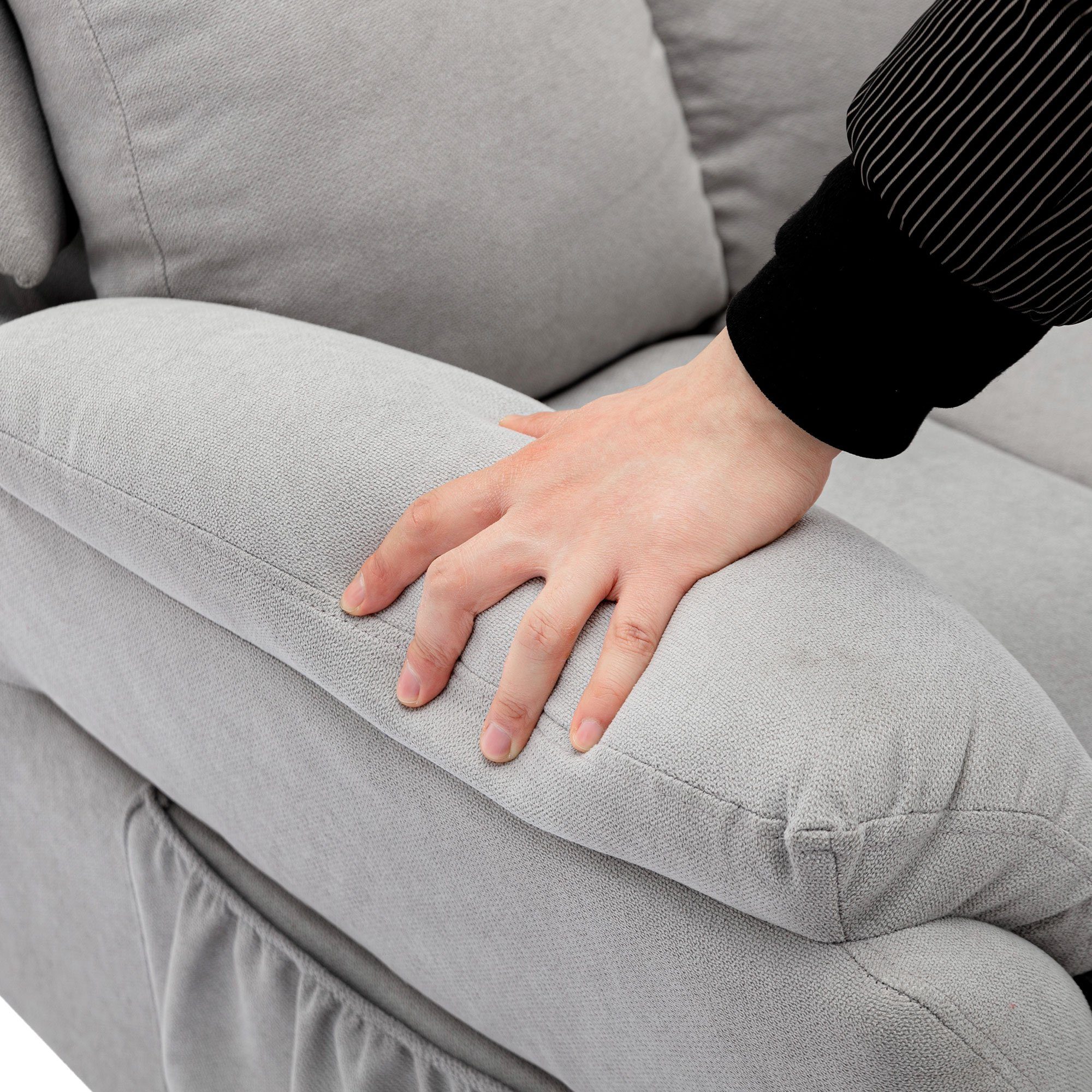 Relaxsessel Wohnzimmer SPLOE Sessel), Material HAUSS XL für Grau Fernsehsessel Relaxsessel Hochwertiges Einzelsessel (Seitentasche