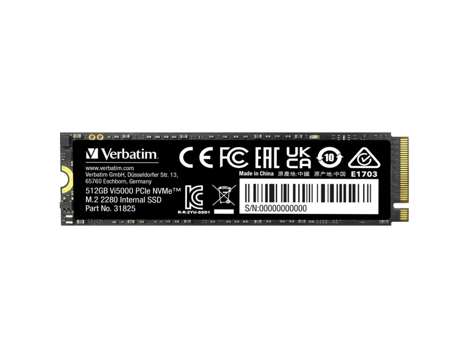 Verbatim Vi5000 512GB M.2 2280 NVMe SSD interne SSD (512 GB) M.2" 5000 MB/S Lesegeschwindigkeit, 3000 MB/S Schreibgeschwindigkeit, PCIe Gen4 x4, NVMe, 3D NAND, M.2 2280
