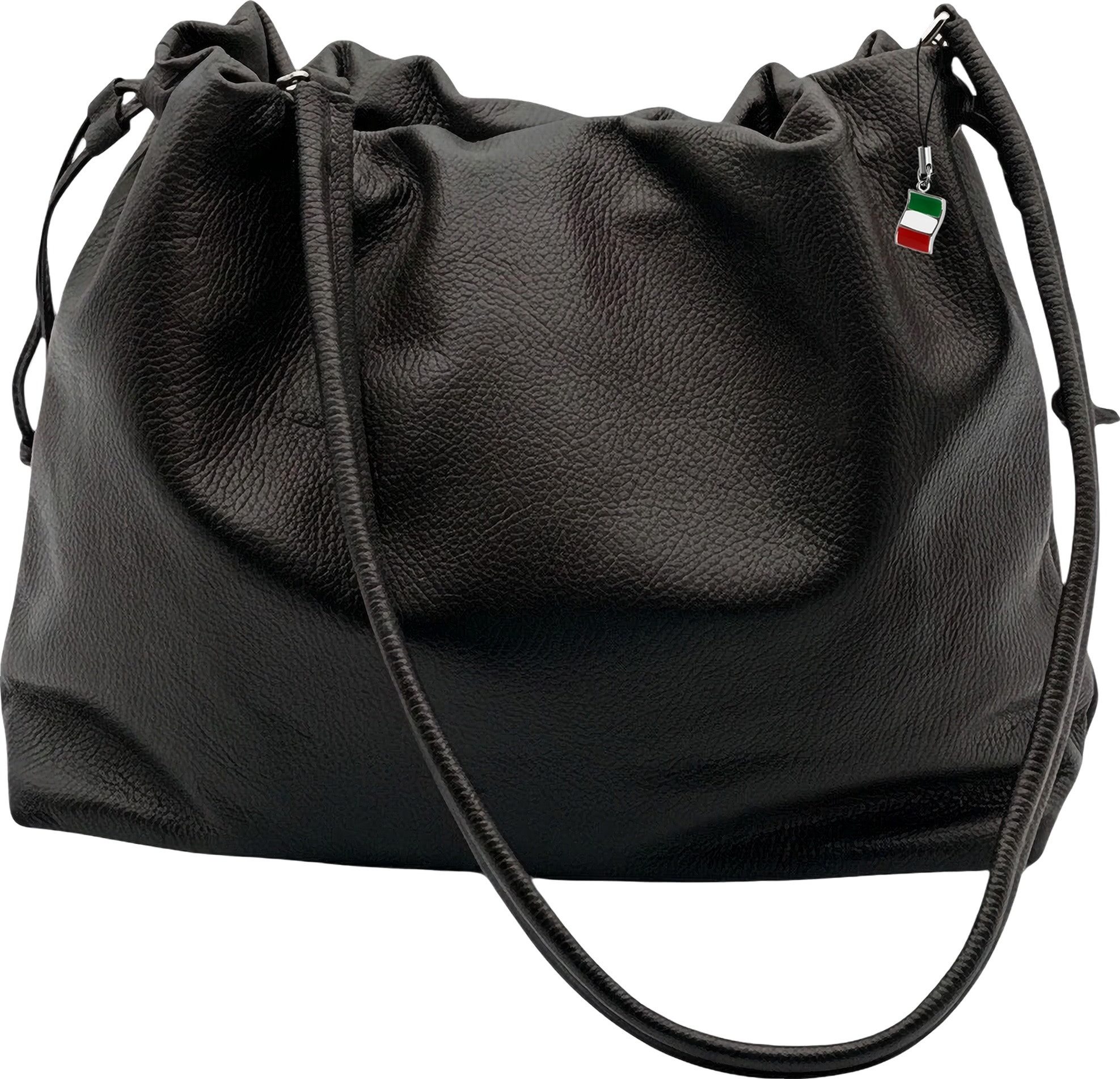 FLORENCE Beuteltasche Florence Beuteltasche Echtleder schwarz (Beuteltasche), Damen Schultertasche, Beuteltasche Leder, schwarz ca. 42 x 30cm hoch