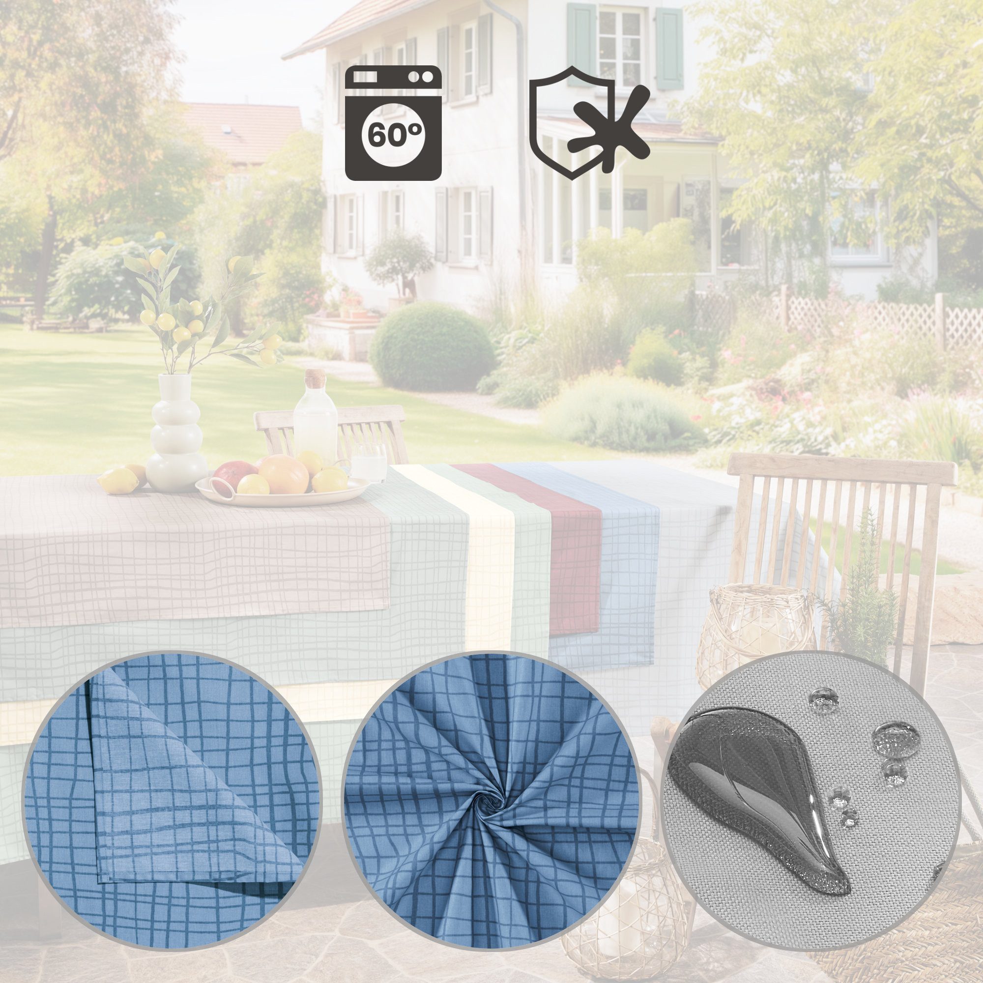 REDBEST Tischdecke Tischdecke "Pasadena", abwaschbar Uni/Karo