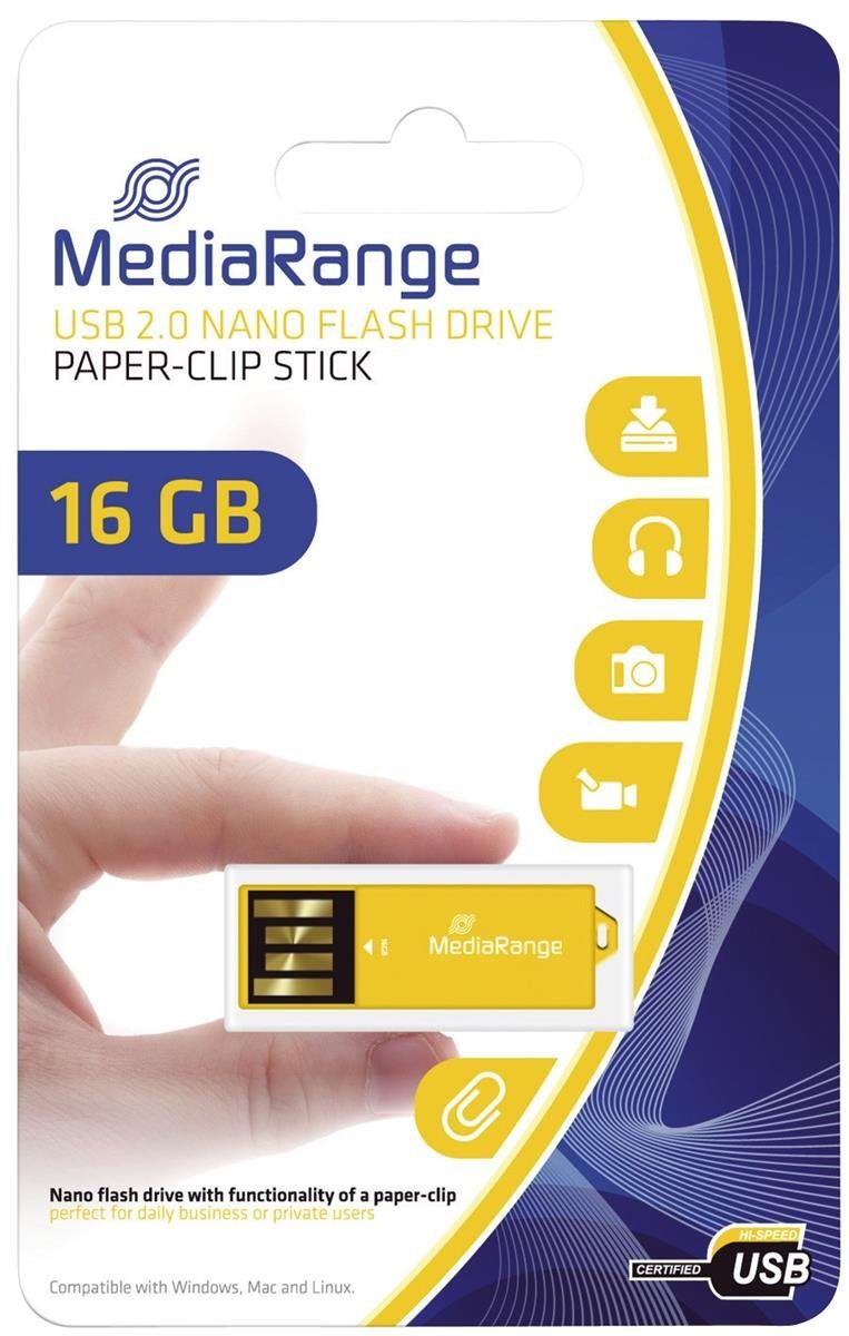 Mediarange Kugelschreiber MediaRange USB Nanostick 16GB m. Klammerfunktion