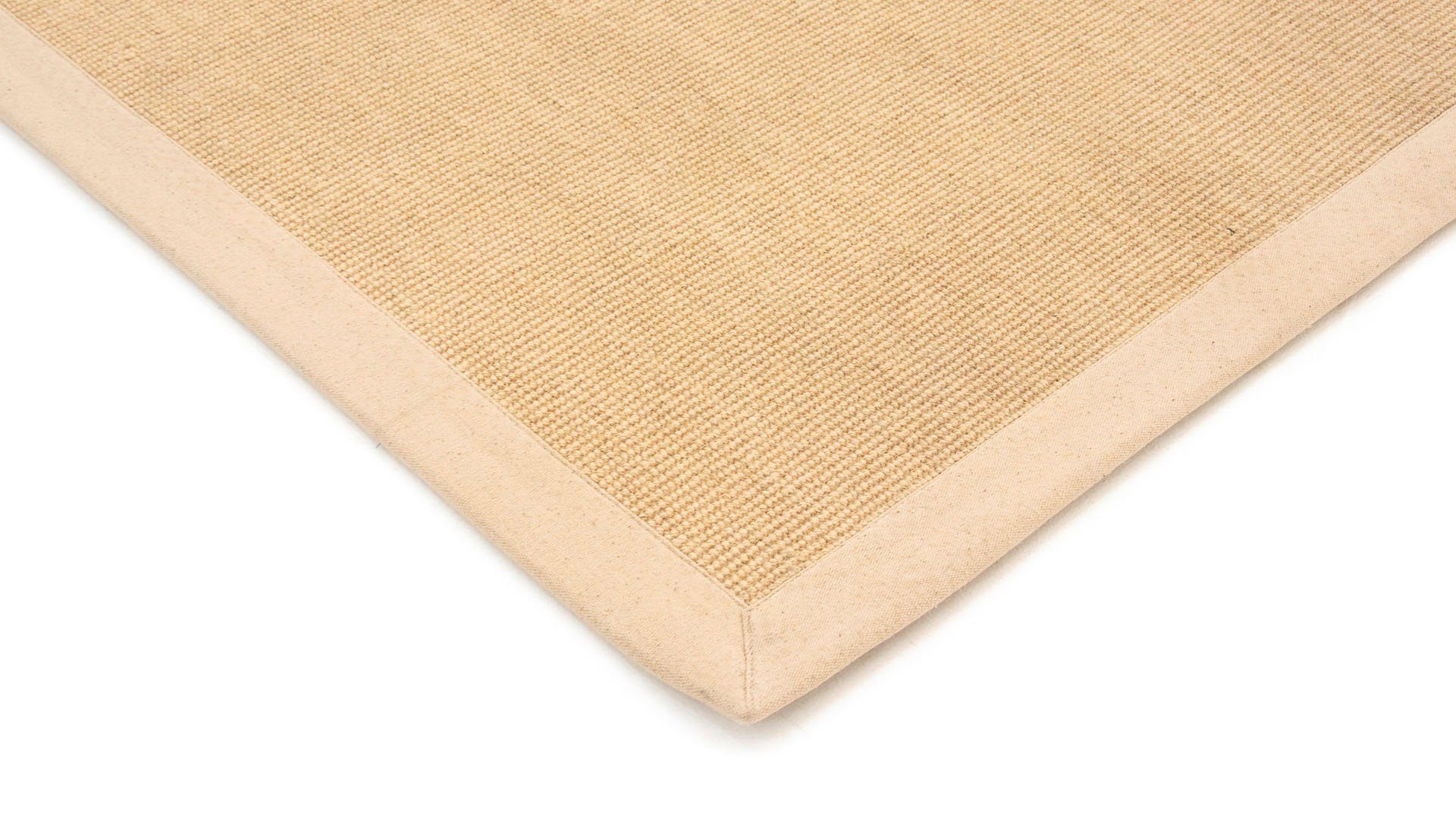 Läufer carpetfine, Rückseite Anti Bordüre, 5 mm, rechteckig, mit Rutsch farbiger beige Sisal, Höhe: