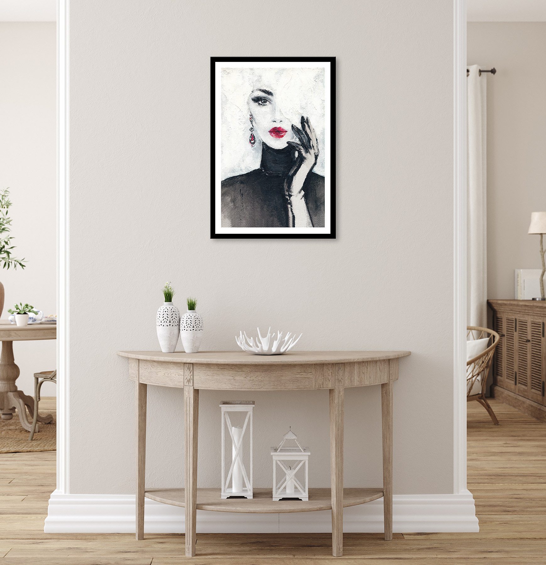 Bönninghoff Bild mit Rahmen Wandbild gerahmt FRAU MIT ROTEN LIPPEN 50x70 cm – Stilvolles, Fashion, Frau (1 St), mit dekorativem Rahmen – Bild 2 von 5