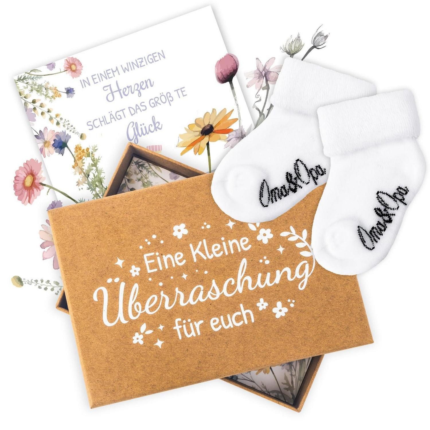 LuxusKollektion Geschenkbox Babysocken Geschenkset Schwangerschaft verkünden