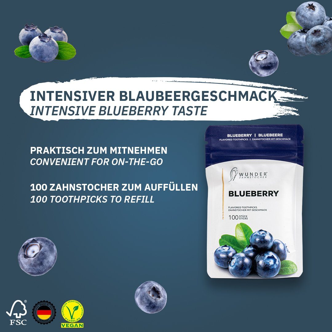 Wunder Zahnstocher Mundpflegecenter mit Geschmack Traube-Minze - 100er Refillpack im Nachfüllbeutel, frischer Atem - Alternative zu Kaugummi - zuckerfrei & kalorienfrei