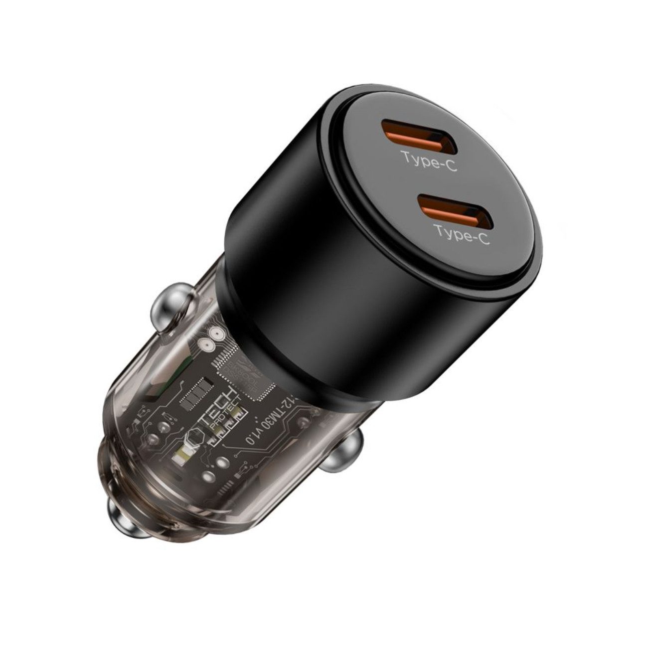 TECH PROTECT CC03 KFZ-Adapter Kfz-Stecker (12 V/24 V Zigarettenanzünder) zu USB-C Buchse, 2-Port Schnellladegerät mit 100 W Power Delivery