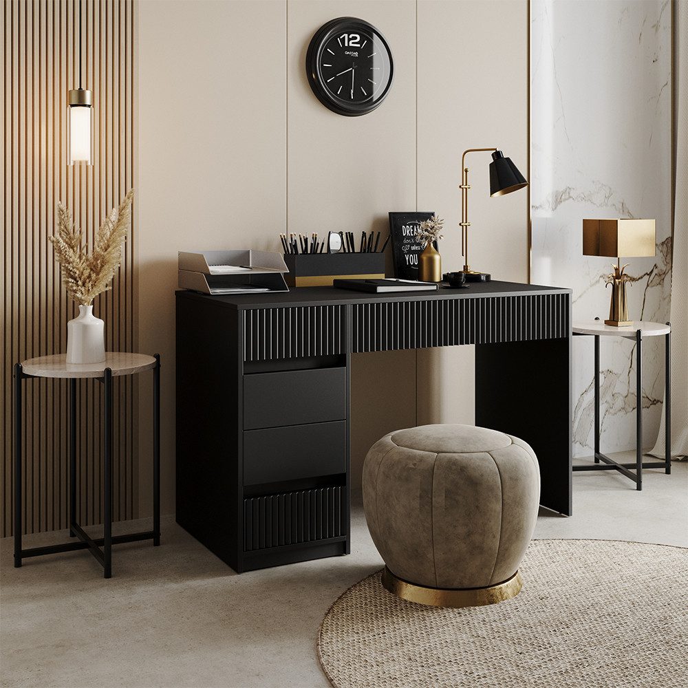 Vicco Schreibtisch Omira, Schwarz, 120 x 55 cm mit 5 Schubladen (1-St) günstig online kaufen