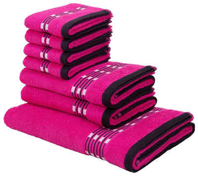 my home Handtuch Set »Jonnie« (Set, 7-tlg), Handtücher aus 100% Baumwolle, Handtuchset mit gemusterter Bordüre