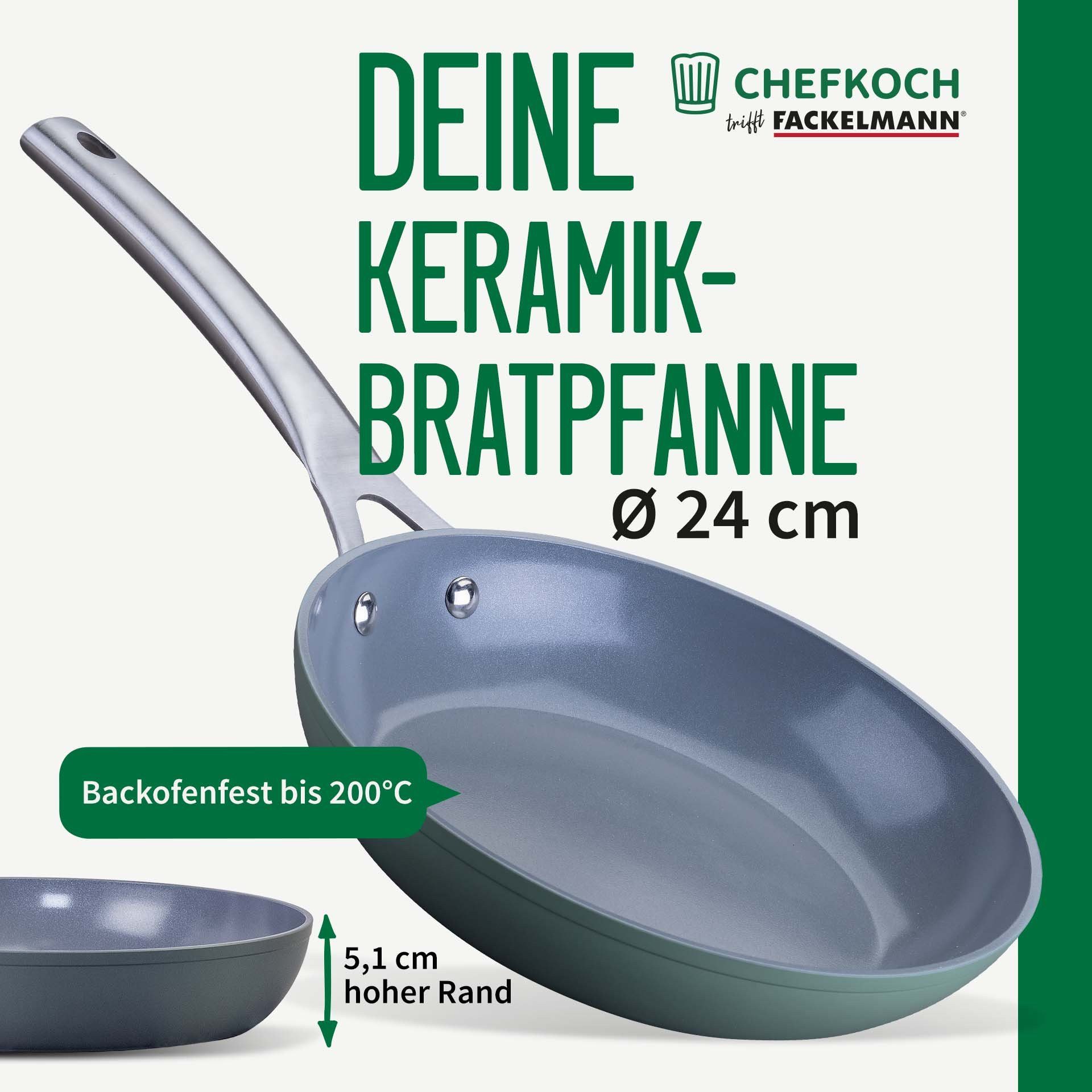 Chefkoch trifft Fackelmann Bratpfanne Keramikbratpfanne, Antihaft-Pfanne, Öko-Pfanne
