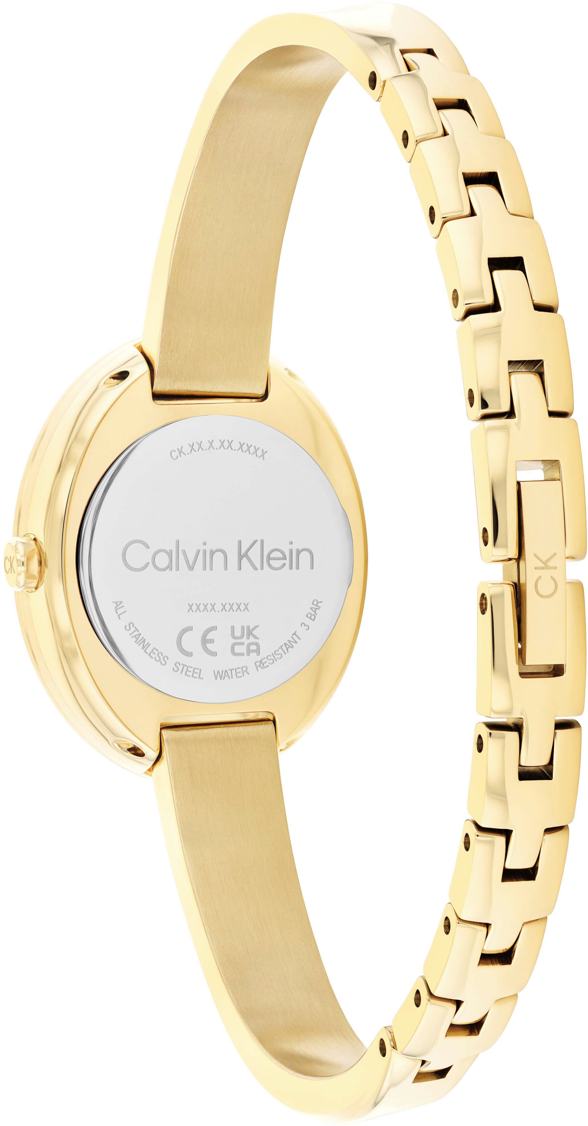 Calvin Klein Quarzuhr TWISTED BEZEL 25100056, Armbanduhr, Damenuhr, Edelstahlarmband, analog