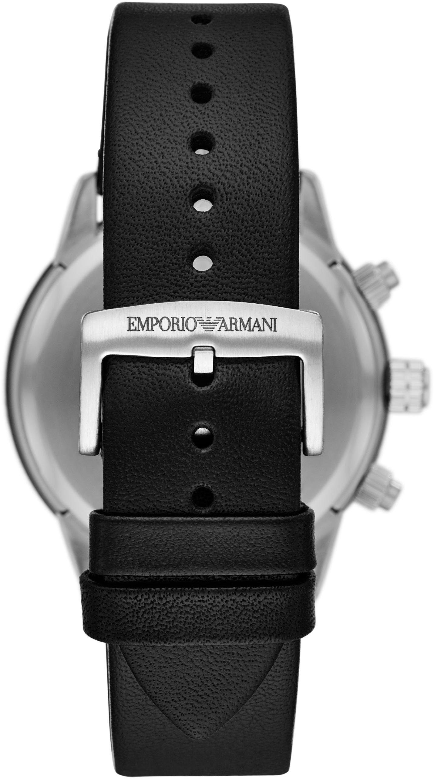 Emporio Armani Chronograph AR11243, Quarzuhr, Armbanduhr, Herren, Stoppfunktion, Datum, Lederarmband