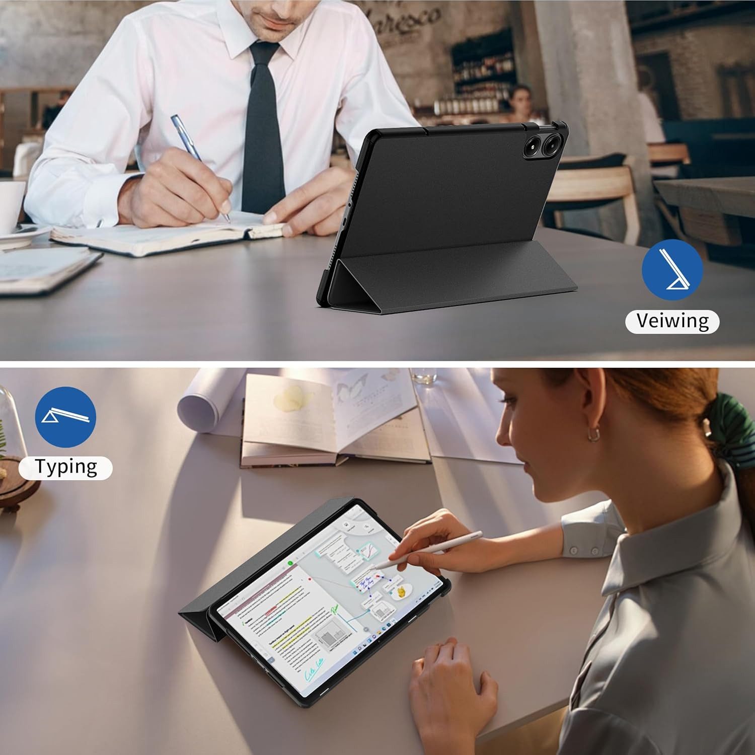 CLM-Tech Tablet-Hülle für Xiaomi Redmi Pad Pro 2024 12,1 Zoll, Standfunktion, Magnetverschluss, Auto Schlaf/Wach Funktion