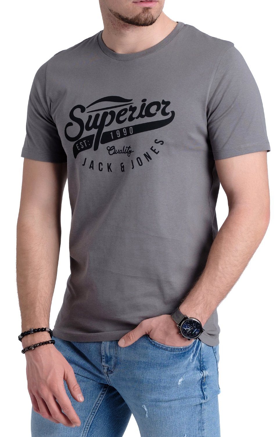 Jack & T-Shirt Jones Aufdruck aus Print-Shirt OPT19 mit Baumwolle