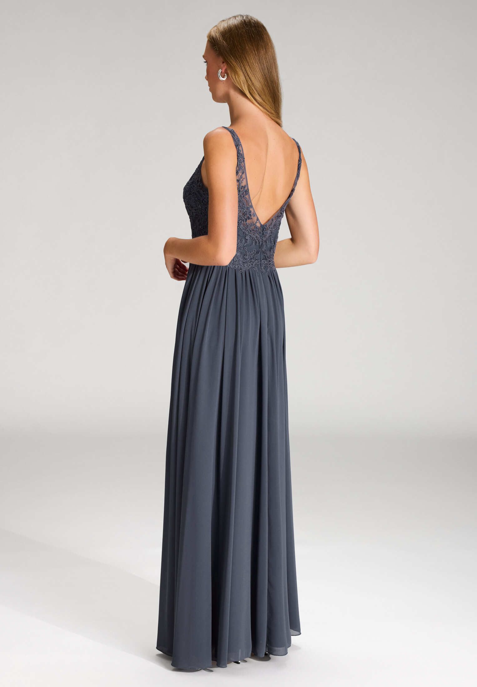 Hey Kyla Abendkleid - Chiffonkleid mit Spitzenstickerei Taillierter Schnitt günstig online kaufen