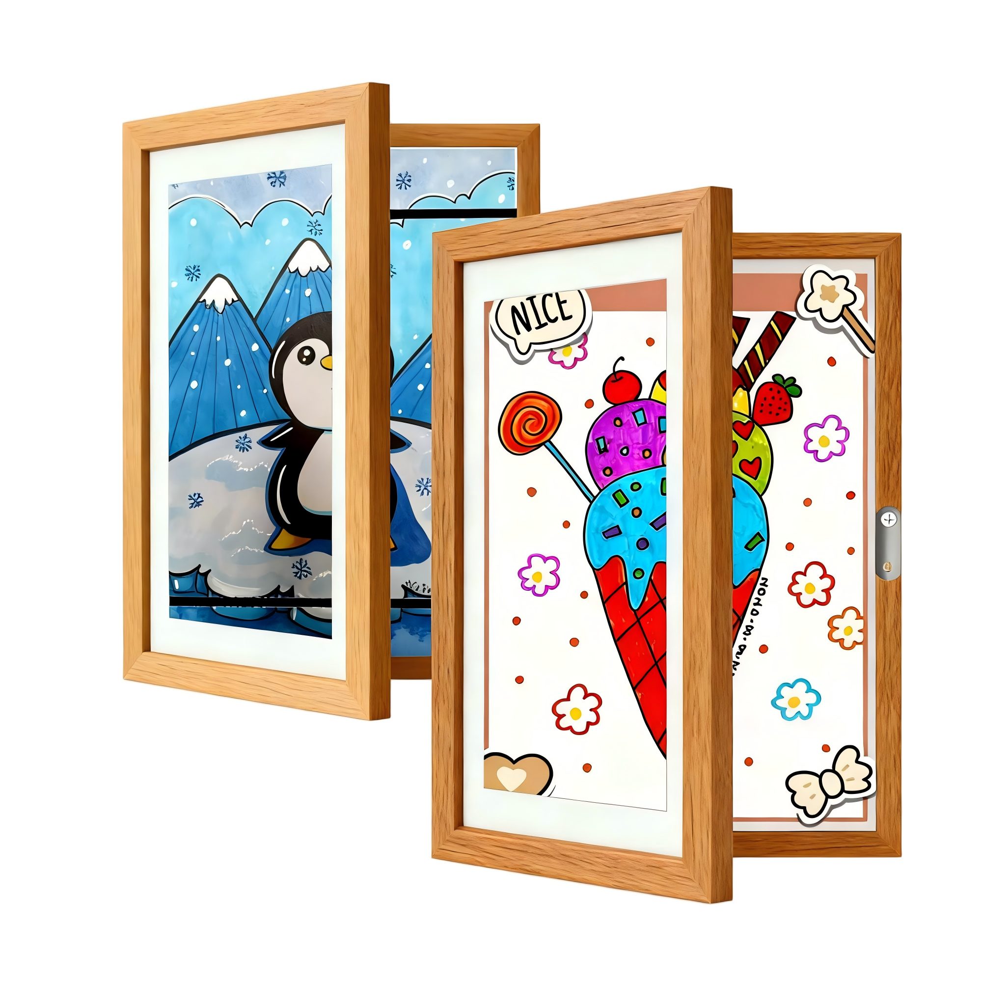 SURFOU Рамки Рамки Holz – Klappbarer Foto- & Kunstwerke Aufbewahrungsrahmen, (24 x 33cm, Holz Рамки mit Aufbewahrungsbox für Kinderzeichnungen, Fotos & DIY – Tischrahmen für Zuhause, Schule & Büro, 2 St)