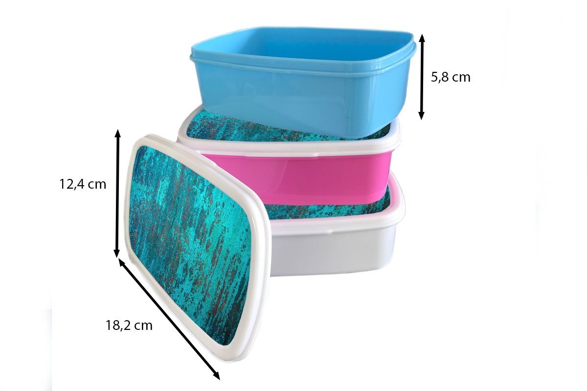MuchoWow Lunchbox Snackbox, für mit Erwachsene, Brotbox Kupferfarbener Kinder, rosa Mädchen, Kunststoff blauen Kunststoff, Brotdose Hintergrund Oxidationsschicht, (2-tlg), einer