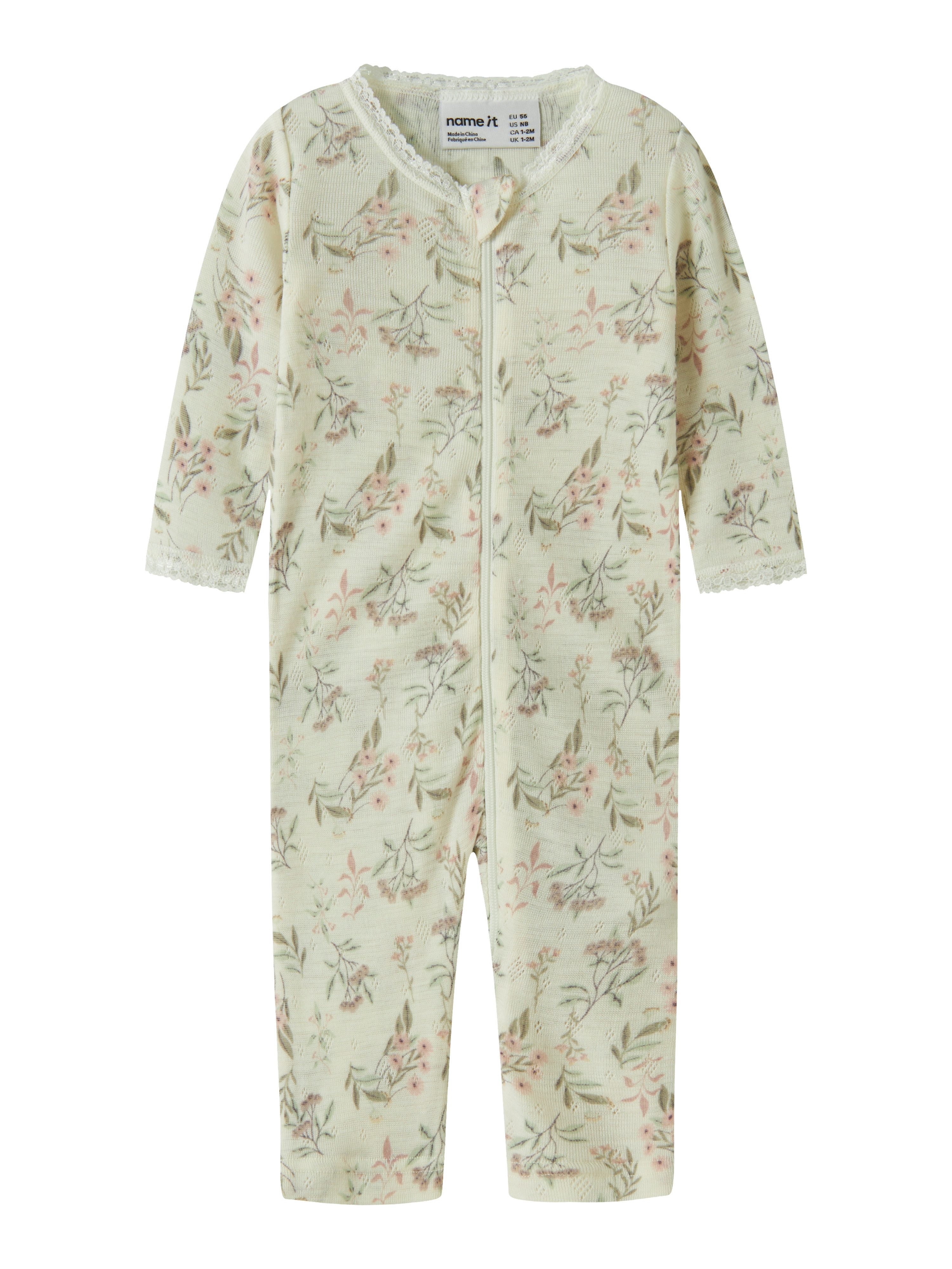 Name It Schlafanzug NBFWANG WOOL NEEDLE NIGHTSUIT NOOS für Babys, aus Wolle in Strickqualität, Regular Fit