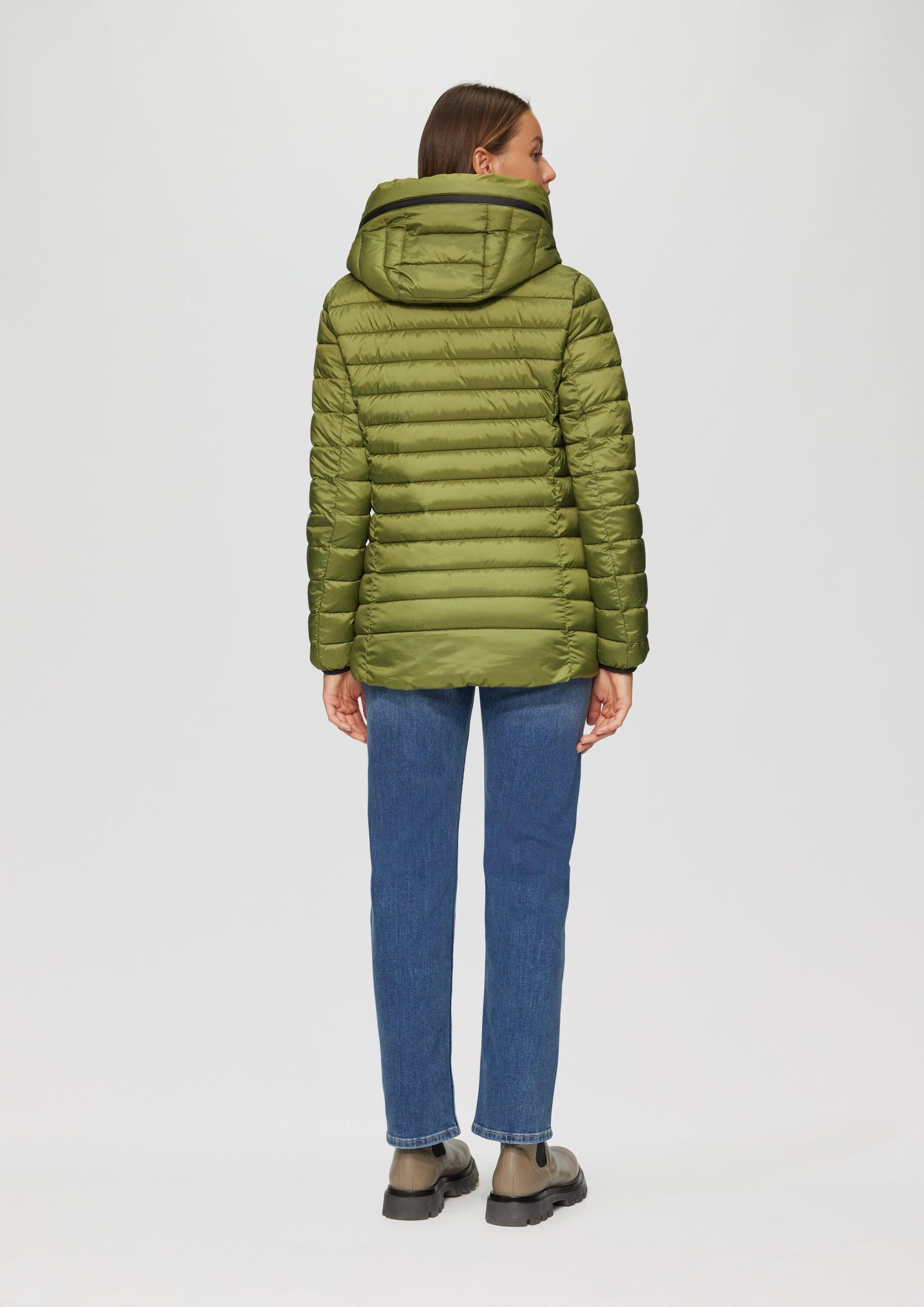 s.Oliver Winterjacke Outdoor-Jacke Leichte Steppjacke mit Logo-Kapuze